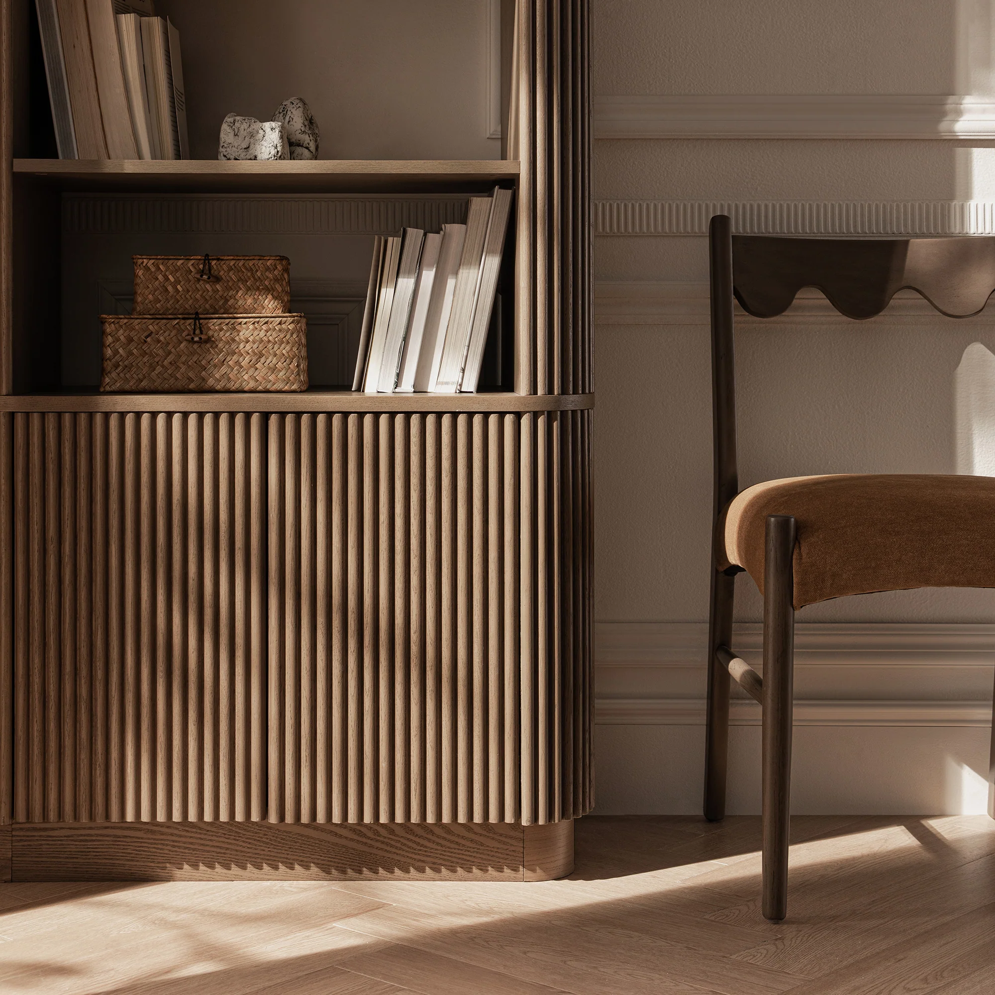 Maru Bookcase with Cabinet, Silver Oak - Image 4