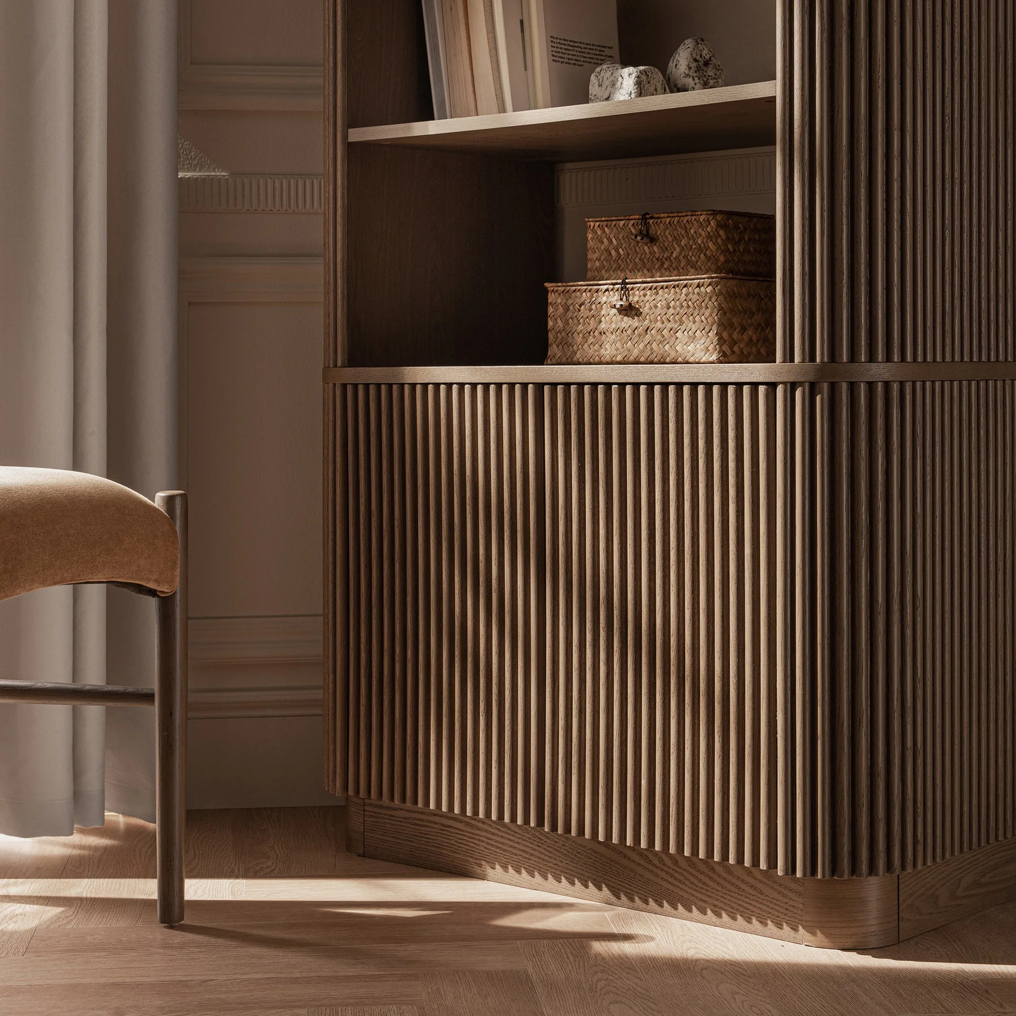 Maru Bookcase with Cabinet, Silver Oak - Image 5