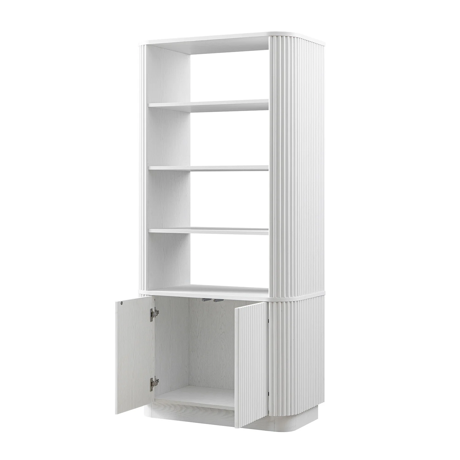 Maru Bookcase with Cabinet, Washed White - Image 11