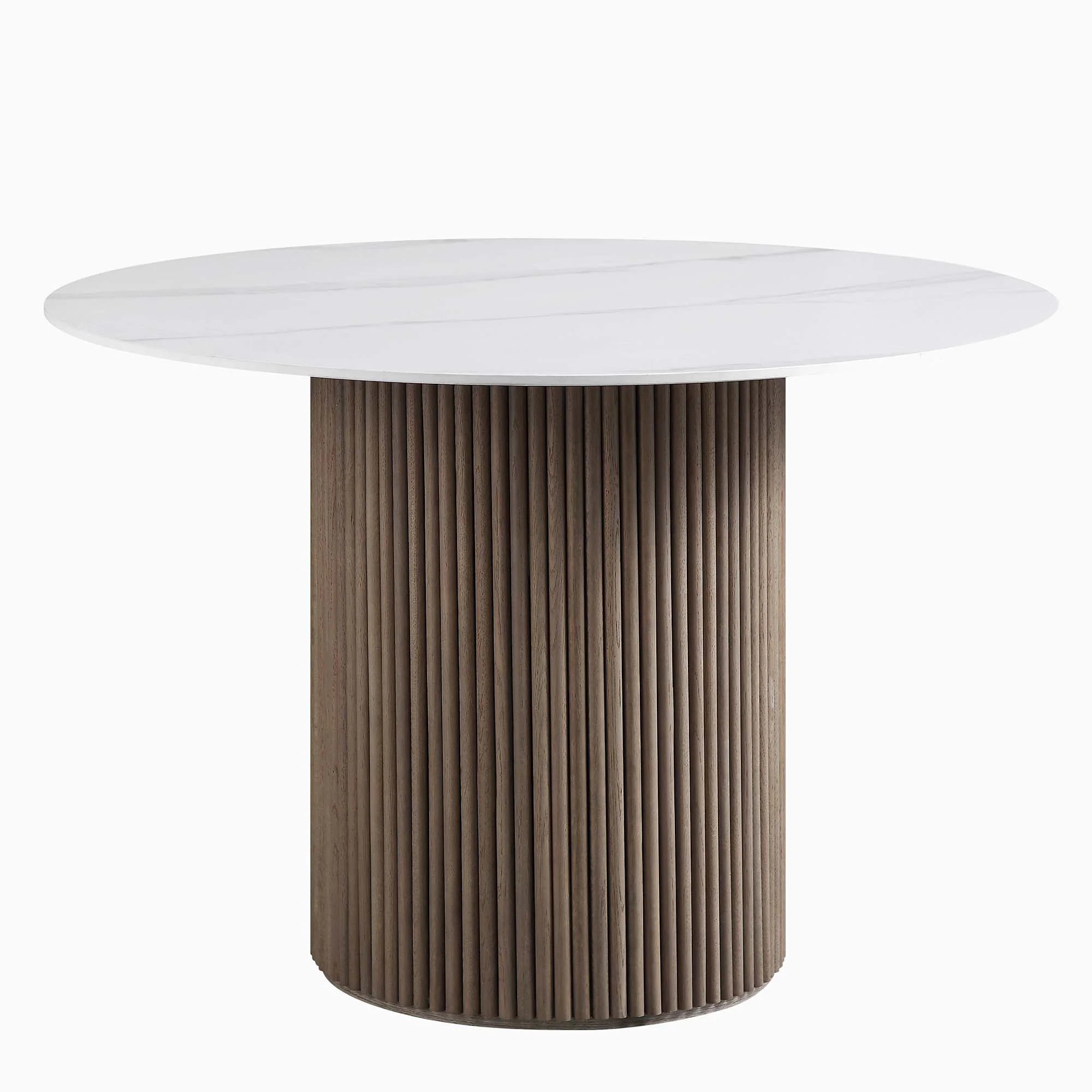 Maru Ceramic Top Silver Oak Pedestal Round Dining Table - Image 3