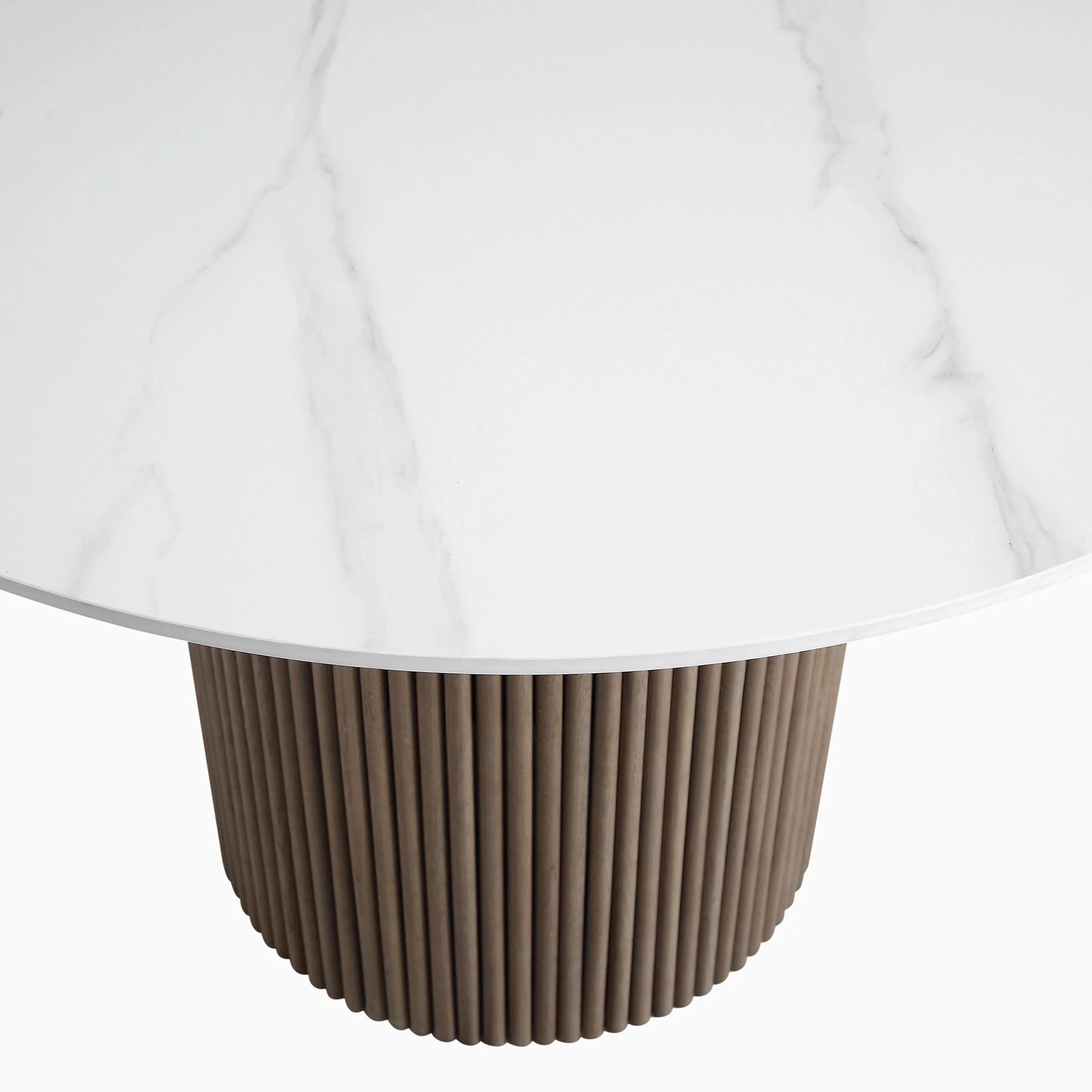 Maru Ceramic Top Silver Oak Pedestal Round Dining Table - Image 7