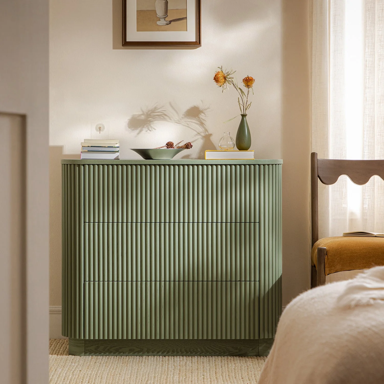 Maru Chest of 3 Drawers, Sage Green - Image 2