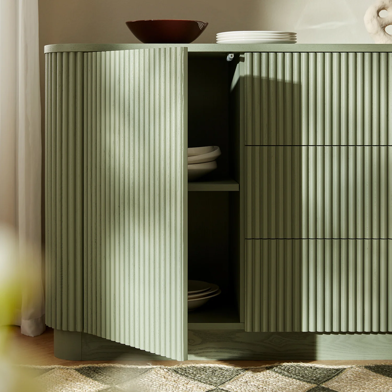 Maru Large 2-Door Sideboard with Drawers, Sage Green - Image 4