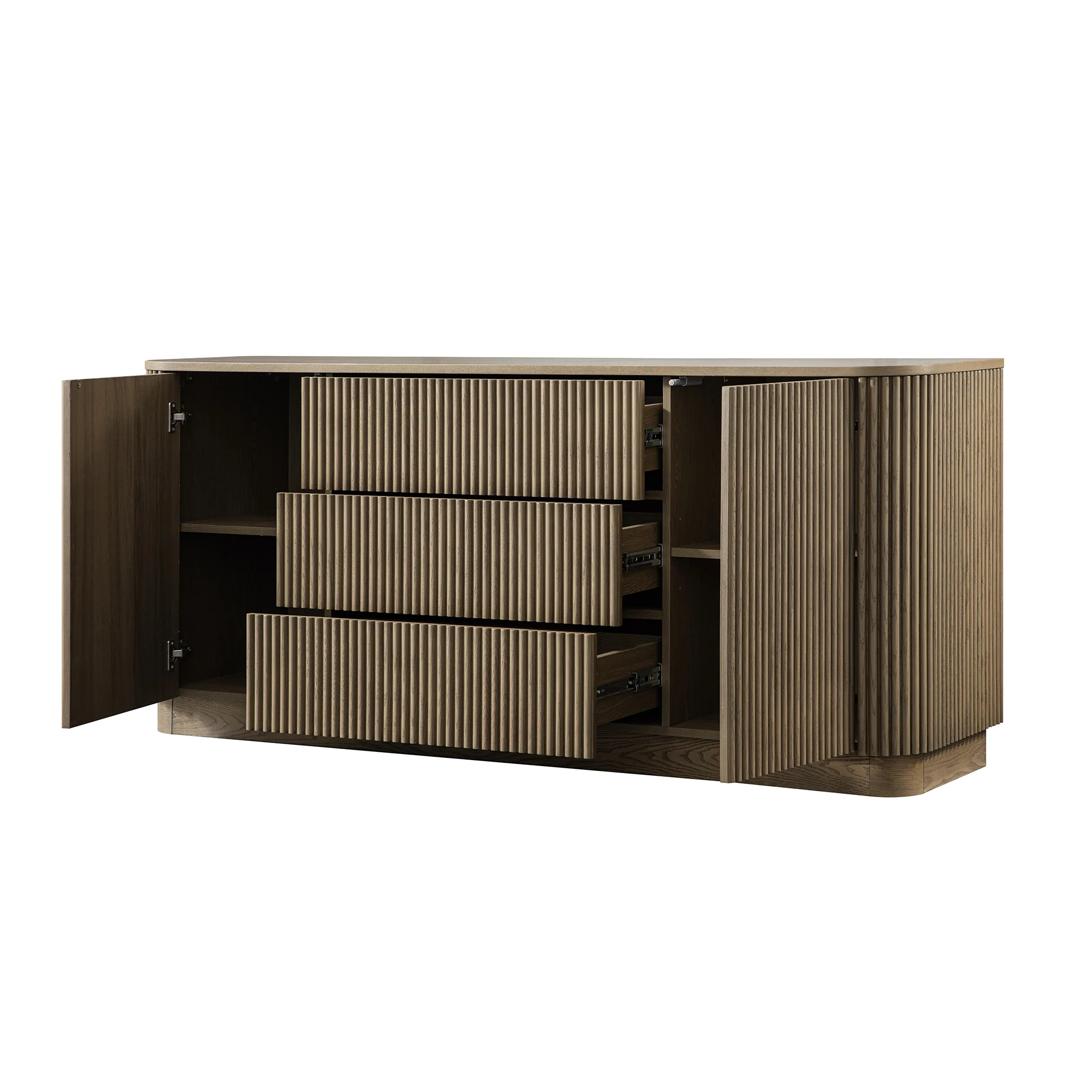 Maru Large 2-Door Sideboard with Drawers, Silver Oak - Image 12