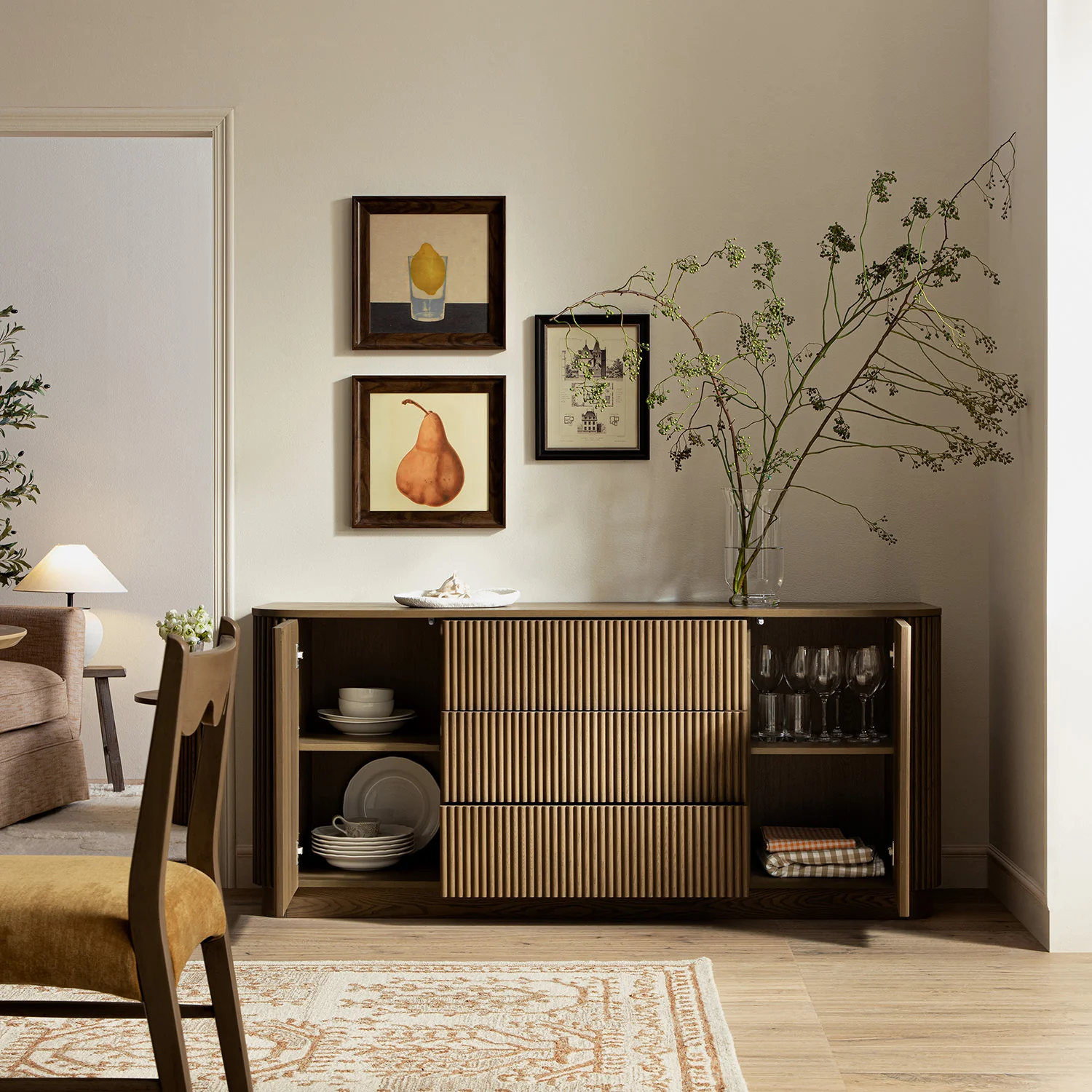 Maru Large 2-Door Sideboard with Drawers, Silver Oak - Image 3