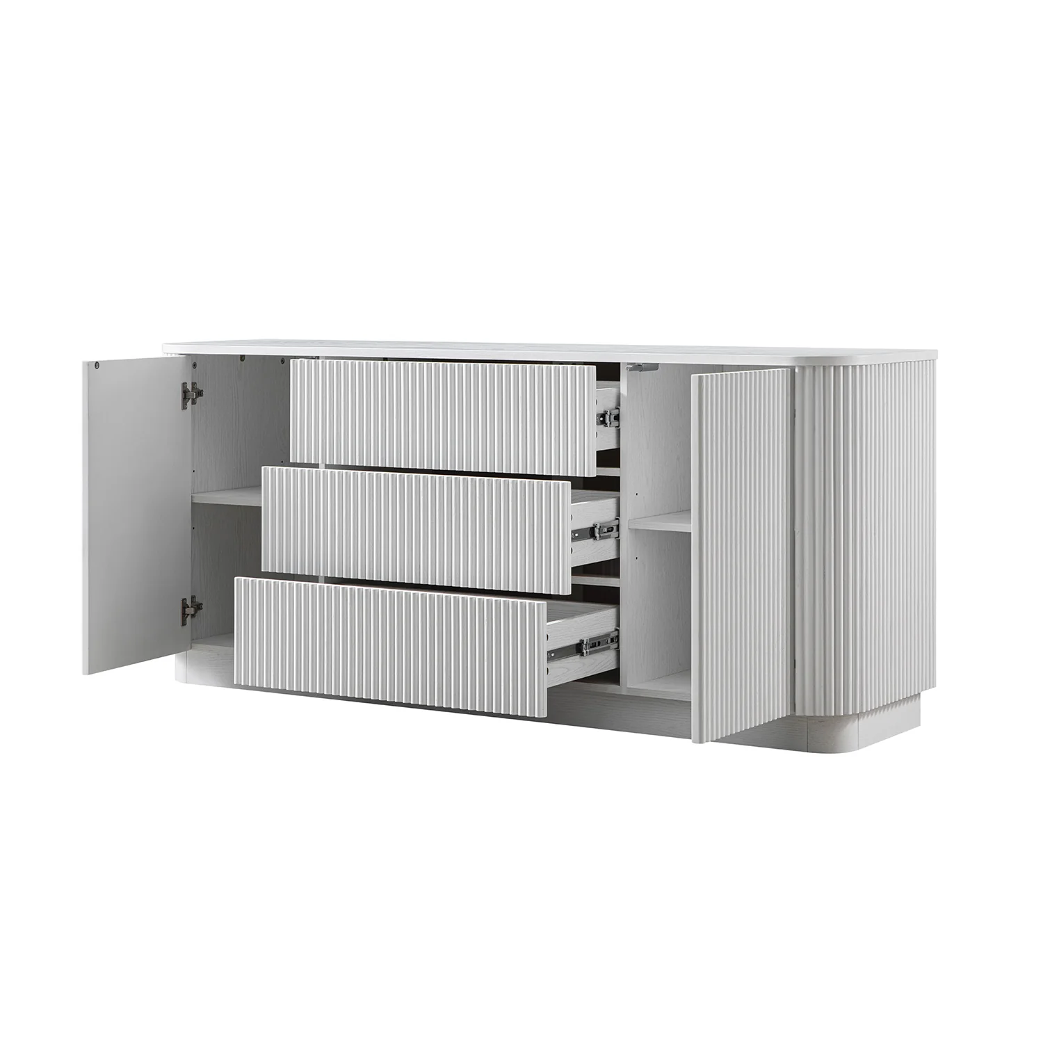 Maru Large 2-Door Sideboard with Drawers, Washed White - Image 13