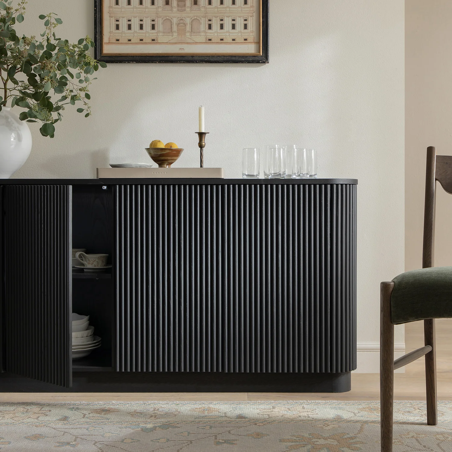 Maru Large 4-Door Sideboard, Black - Image 4