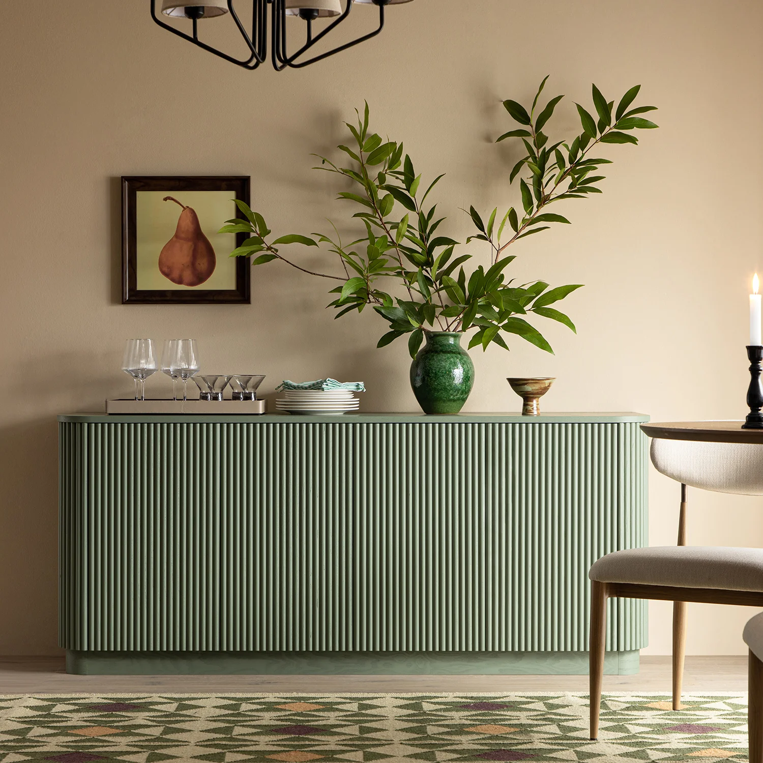 Maru Large 4-Door Sideboard, Sage Green - Image 2