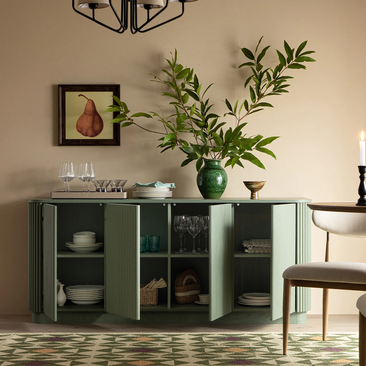 Maru Large 4-Door Sideboard, Sage Green - Image 3