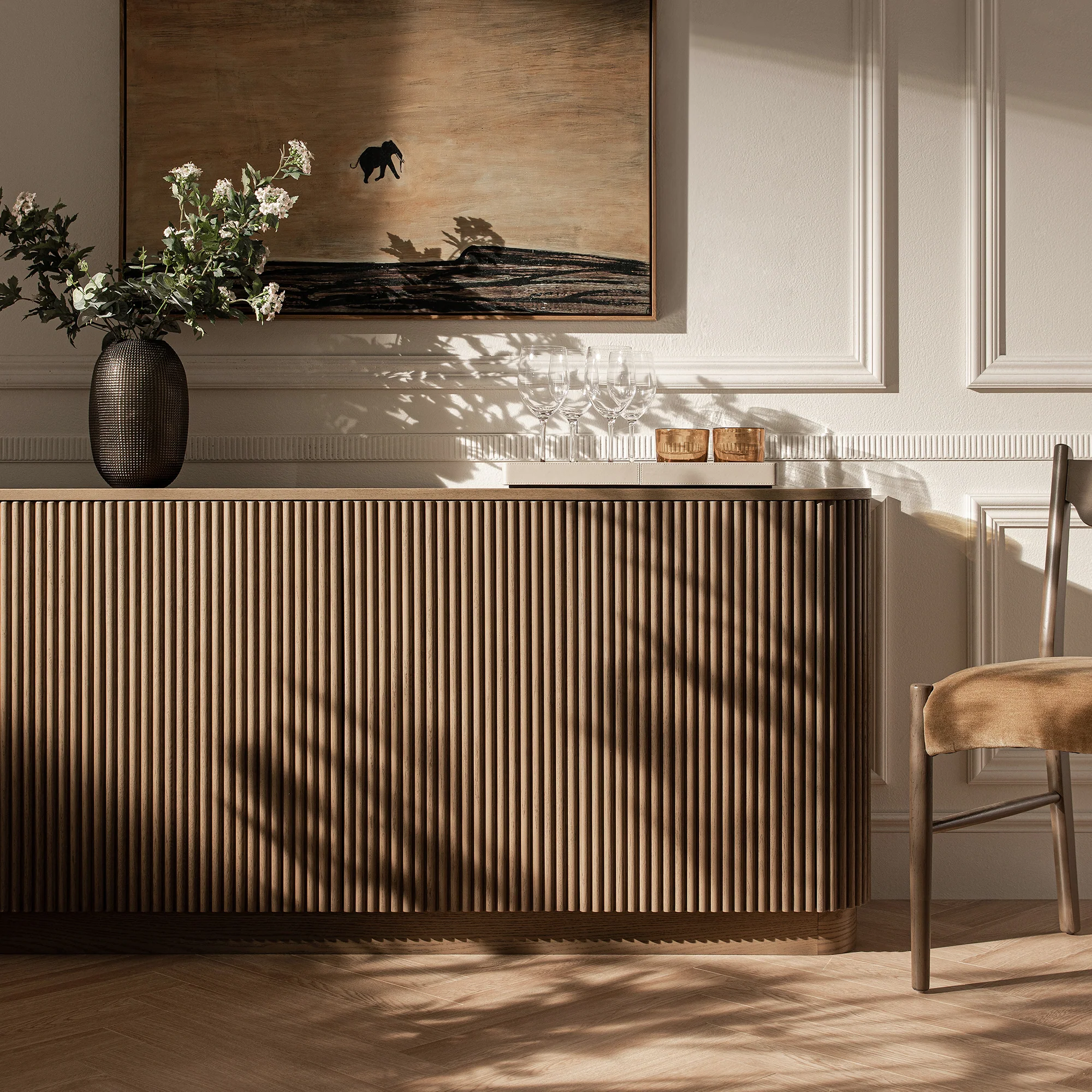 Maru Large 4-Door Sideboard, Silver Oak - Image 4