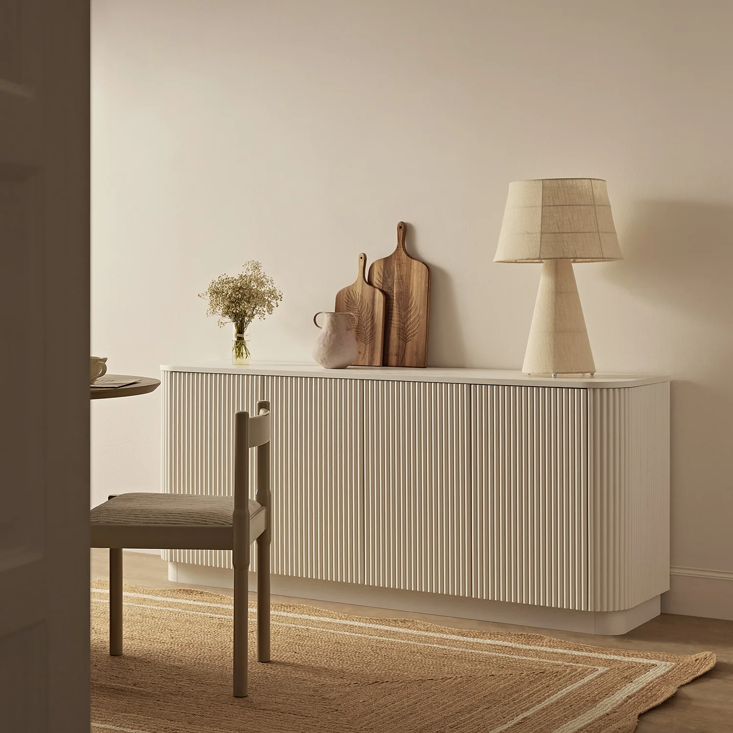 Maru Large 4-Door Sideboard, Washed White - Image 3