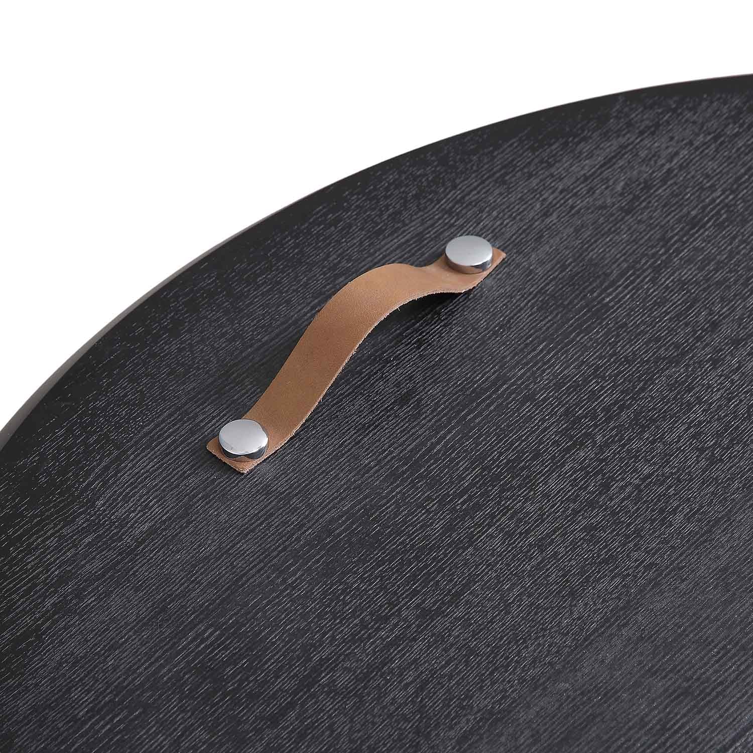 Maru Oak Round Coffee Table with Storage, Black - Image 12