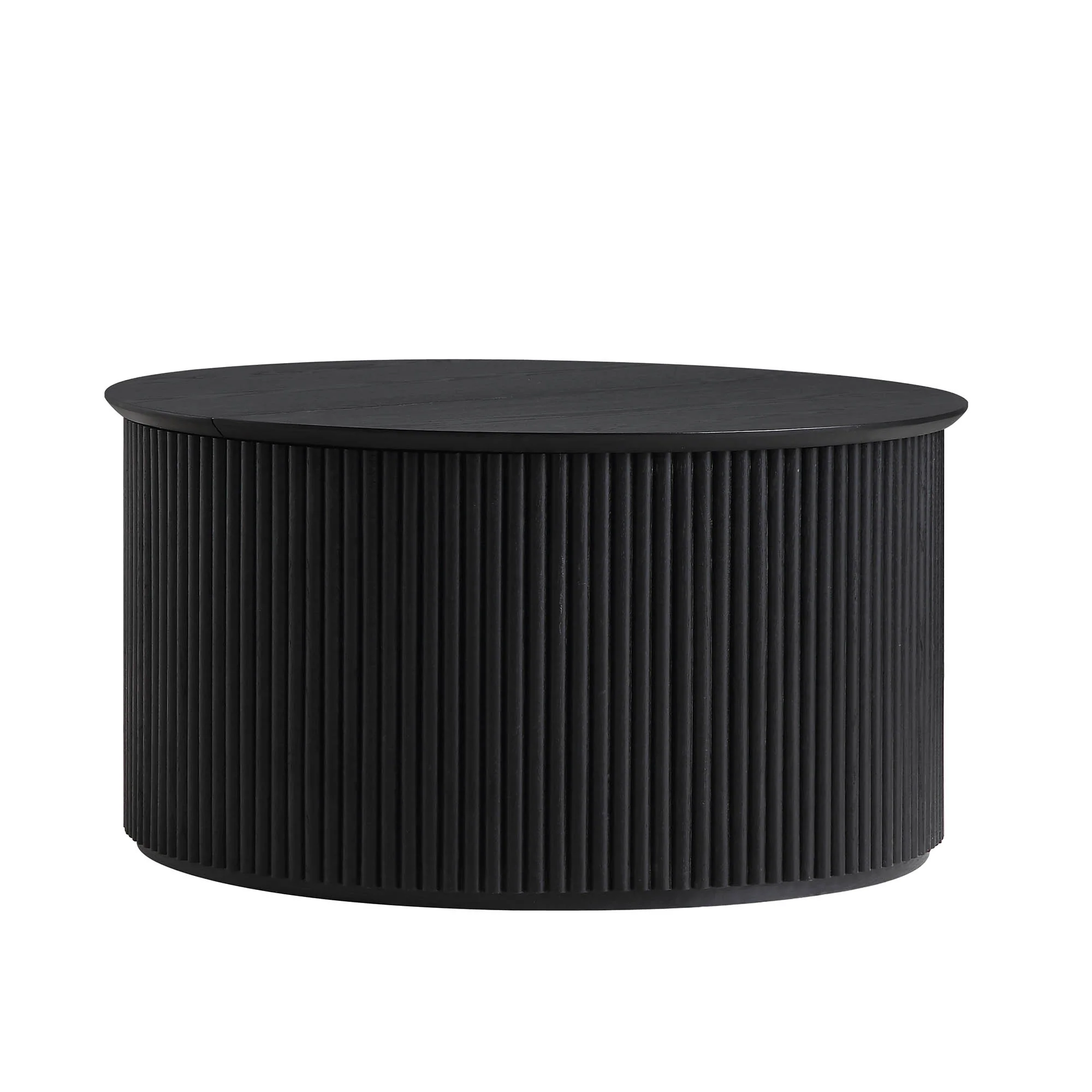 Maru Oak Round Coffee Table with Storage, Black - Image 6