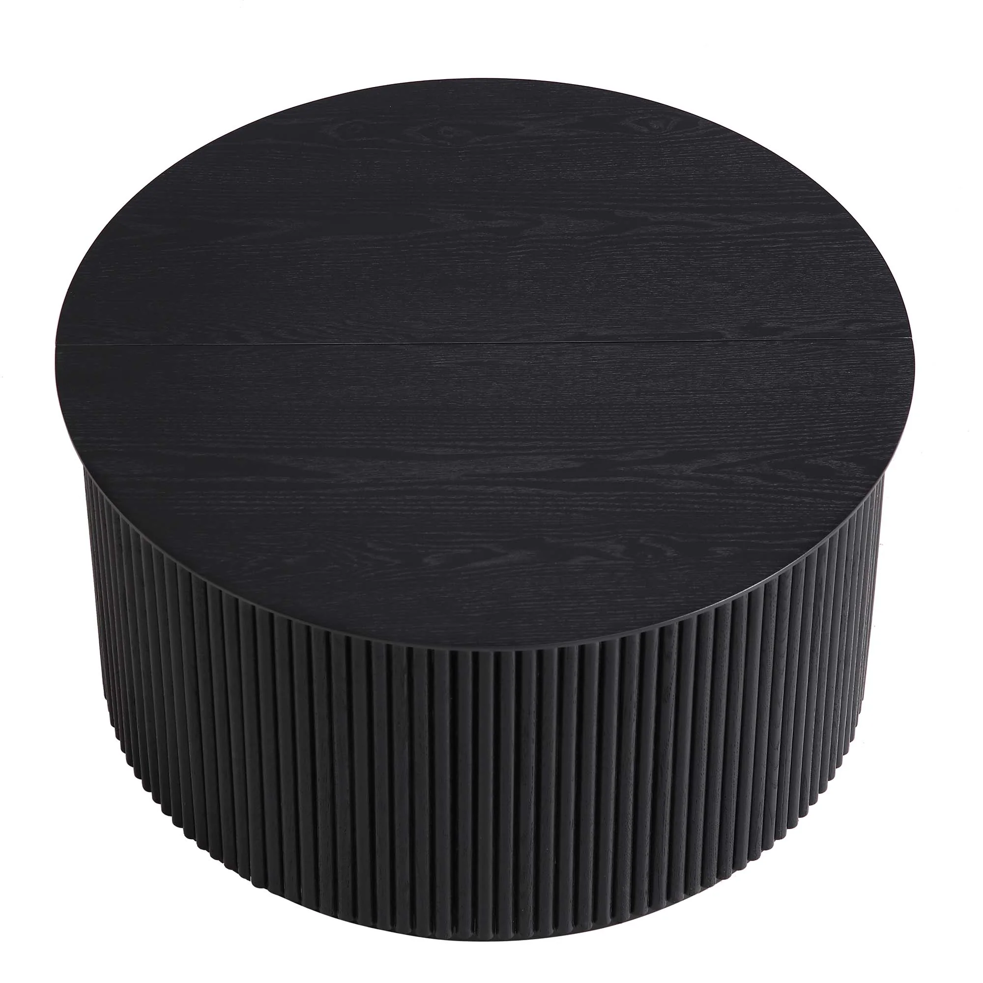 Maru Oak Round Coffee Table with Storage, Black - Image 7