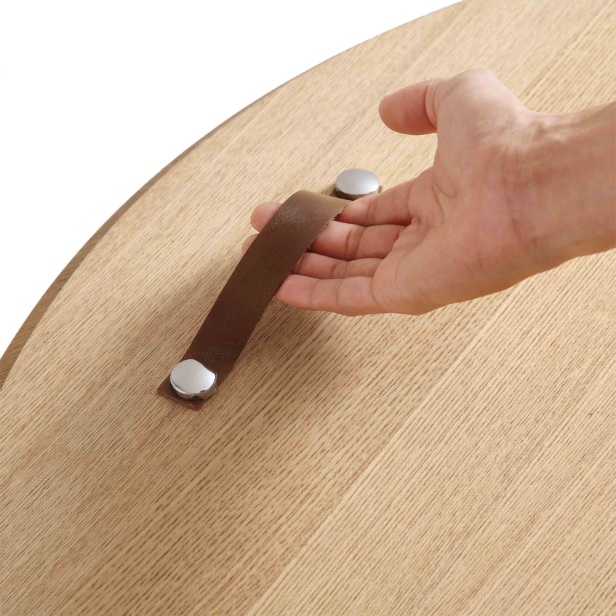 Maru Oak Round Coffee Table with Storage, Oak - Image 13