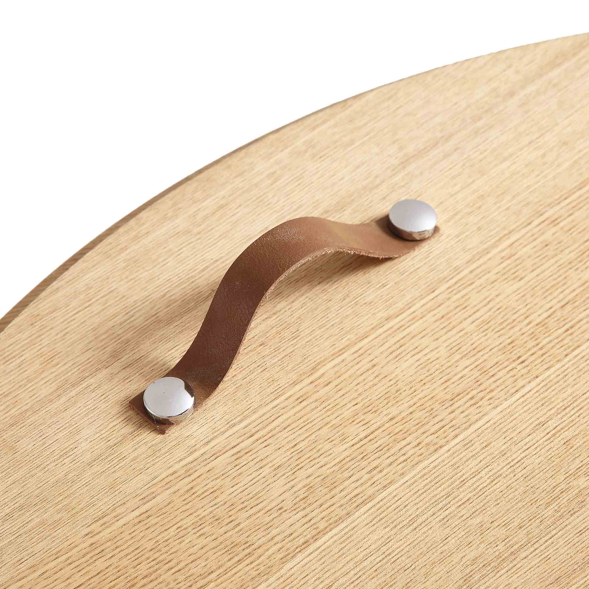Maru Oak Round Coffee Table with Storage, Oak - Image 14