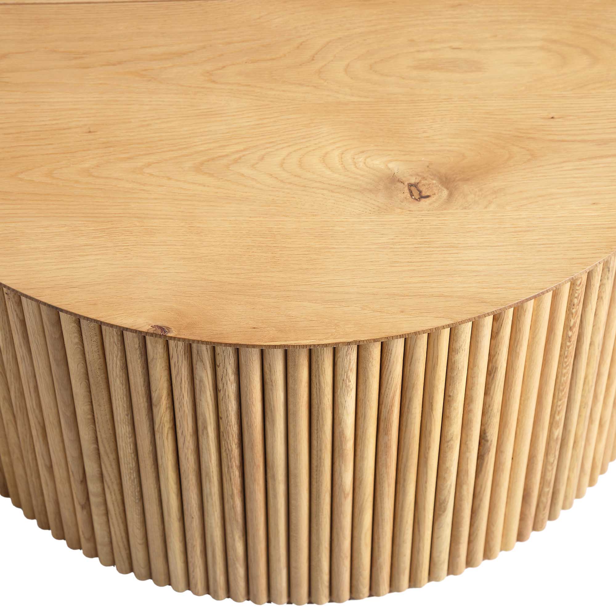 Maru Oak Round Coffee Table with Storage, Oak - Image 9