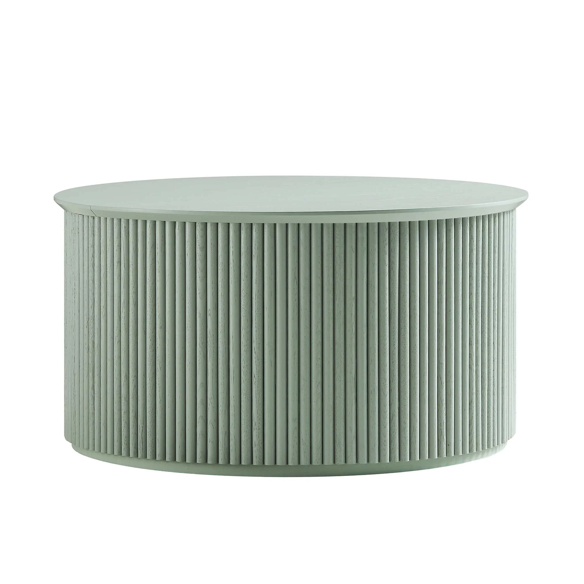 Maru Oak Round Coffee Table with Storage, Sage Green - Image 5