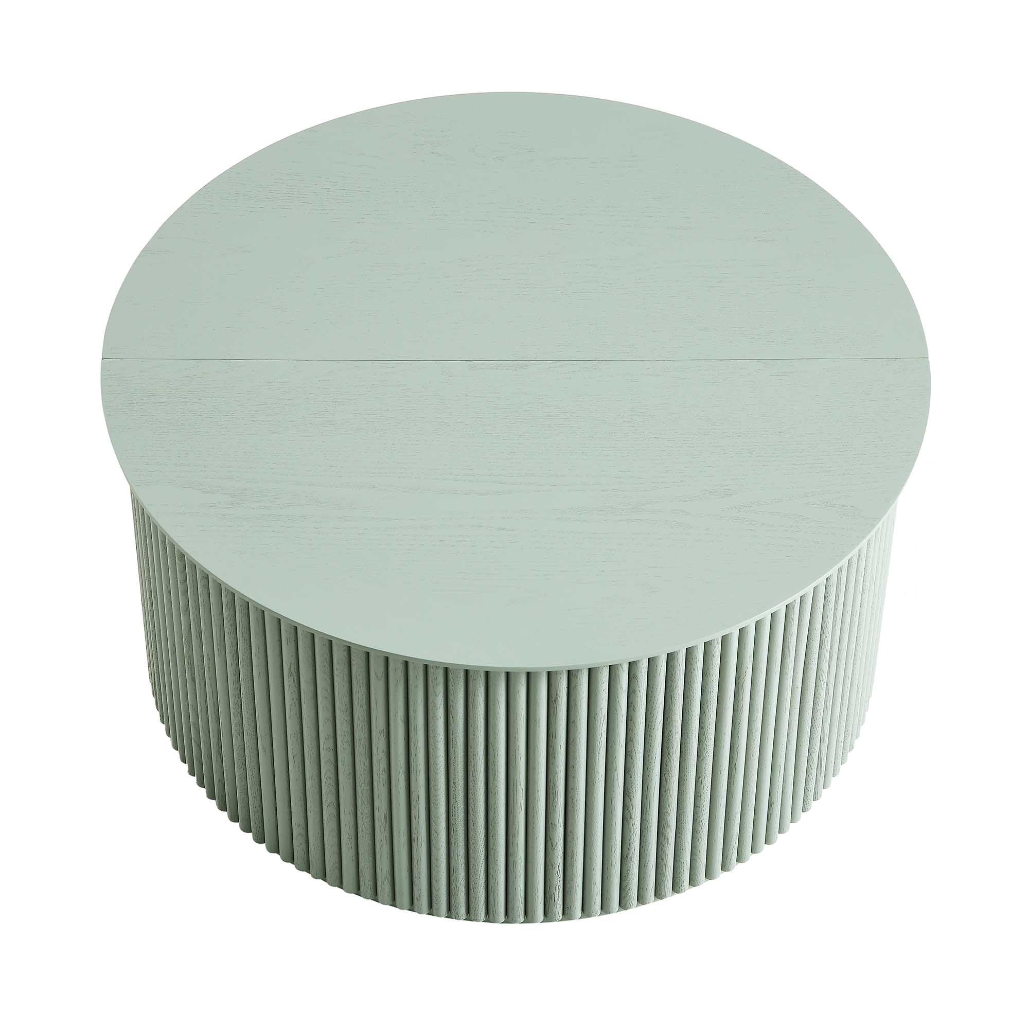 Maru Oak Round Coffee Table with Storage, Sage Green - Image 6