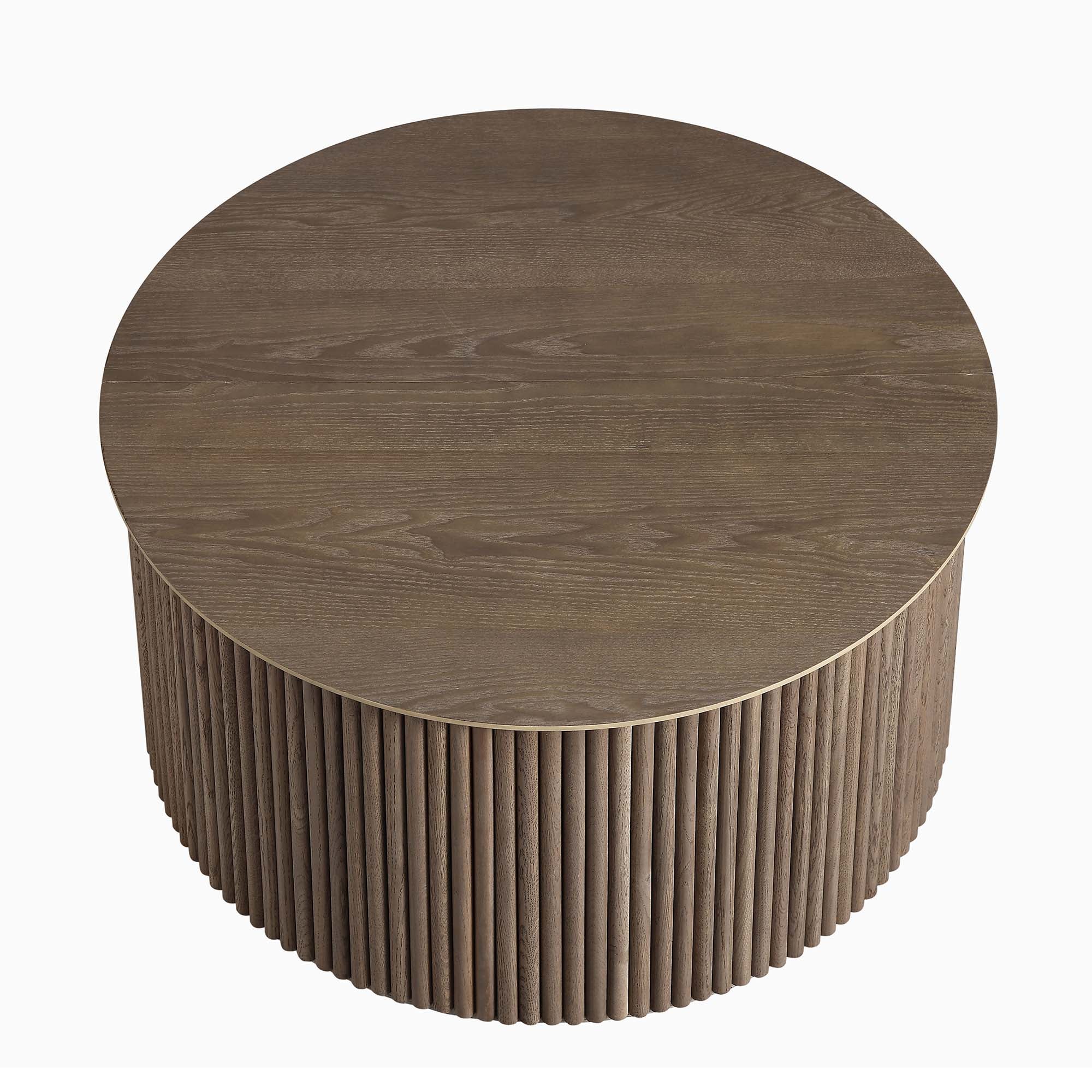 Maru Oak Round Coffee Table with Storage, Silver Oak - Image 7