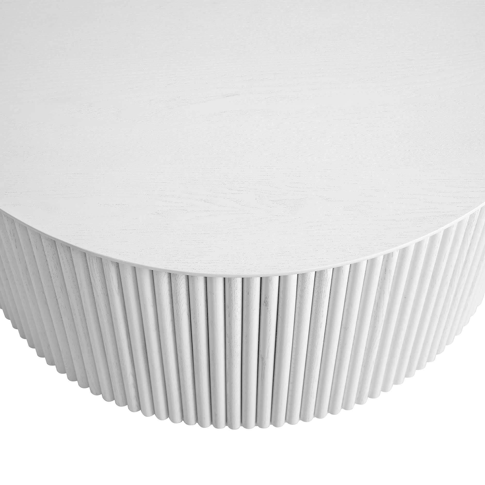 Maru Oak Round Coffee Table with Storage, Washed White - Image 9
