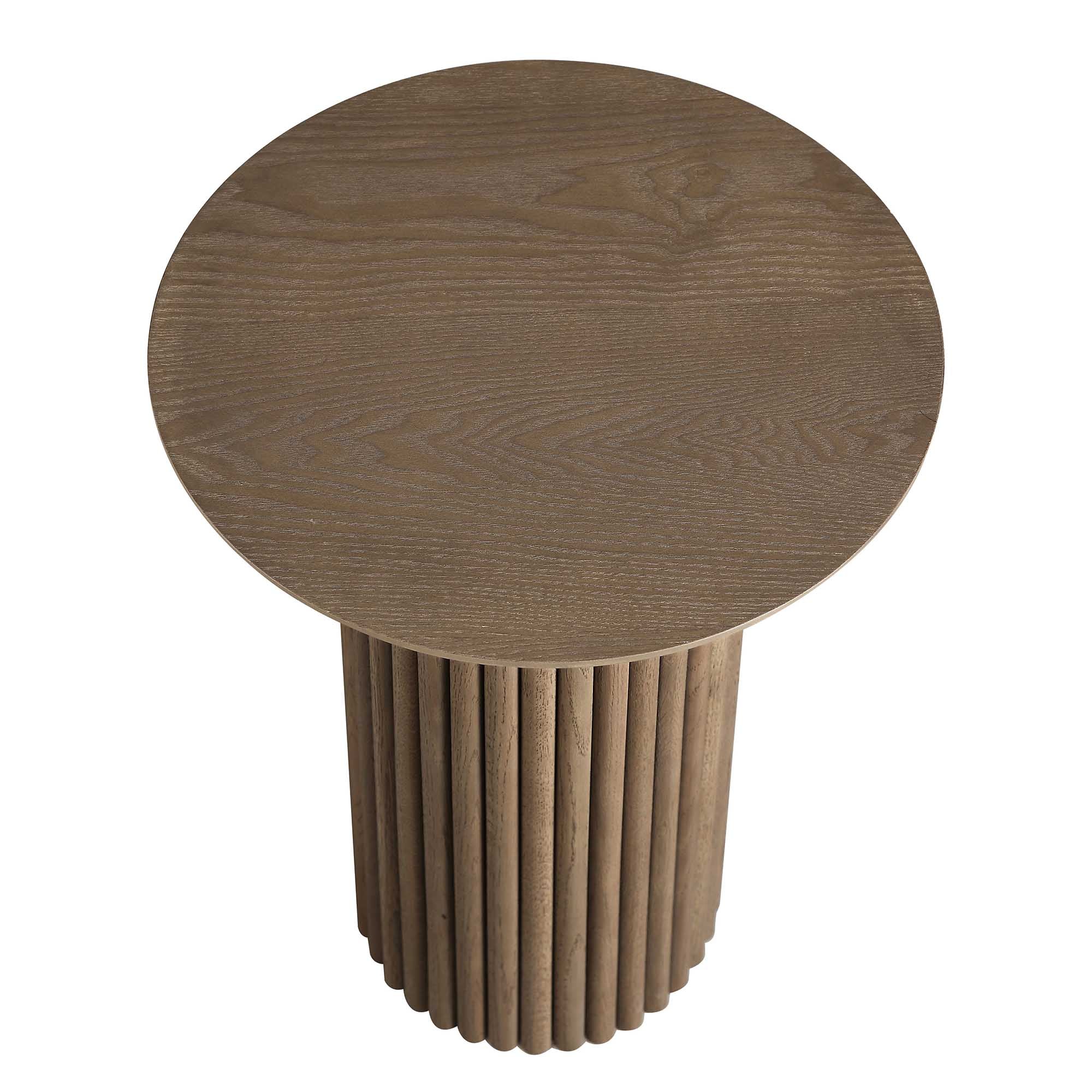 Maru Oak Round Side Table, Silver Oak - Image 5