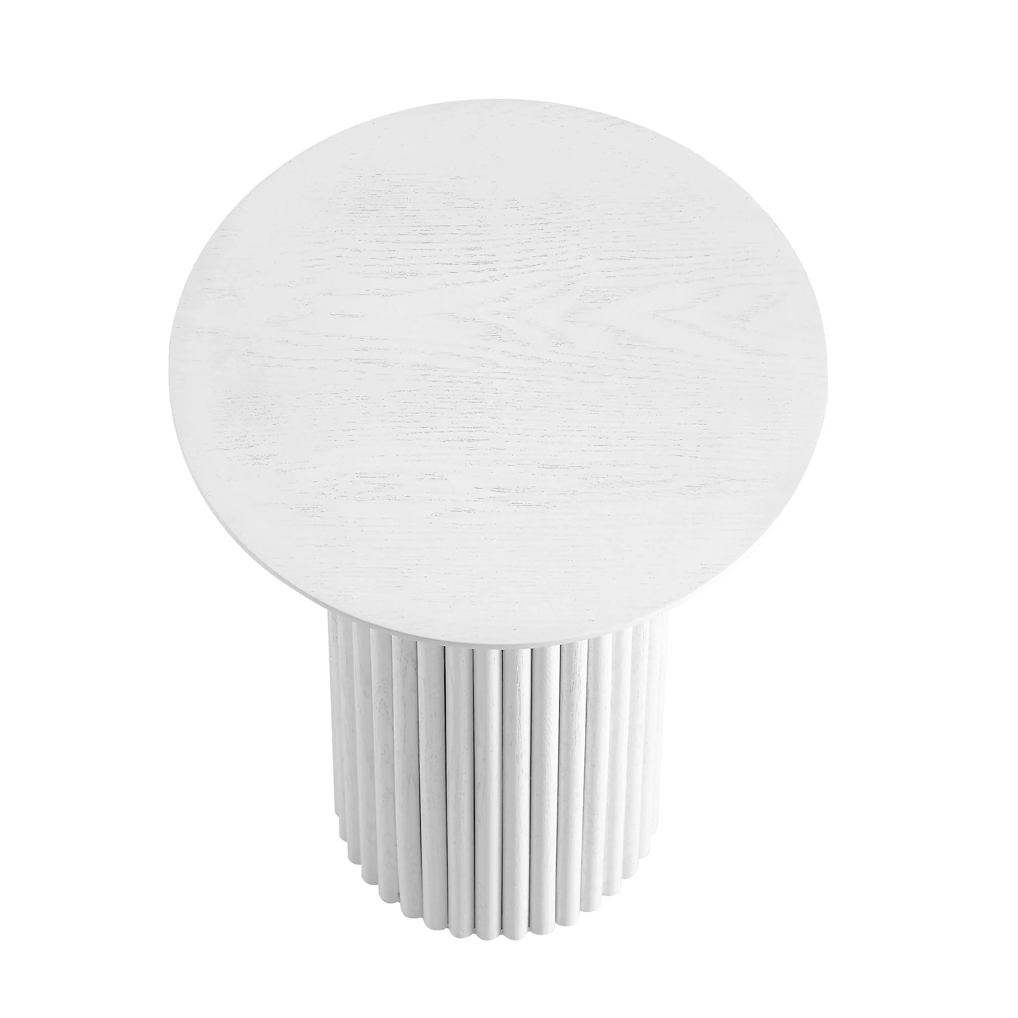 Maru Oak Round Side Table, Washed White - Image 4