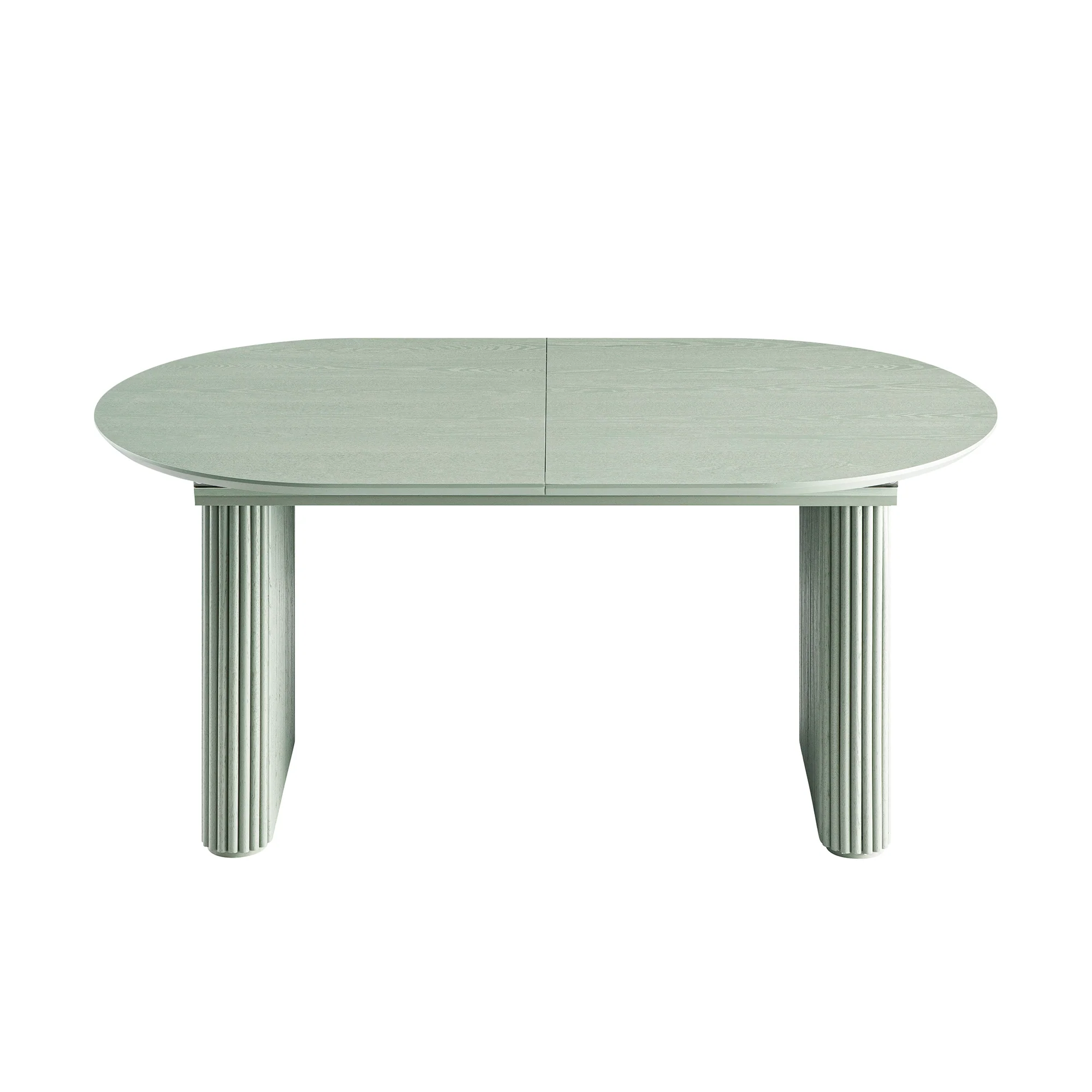Maru Oval 6-8 Seater Extending Oak Pedestal Dining Table, Sage Green - Image 6