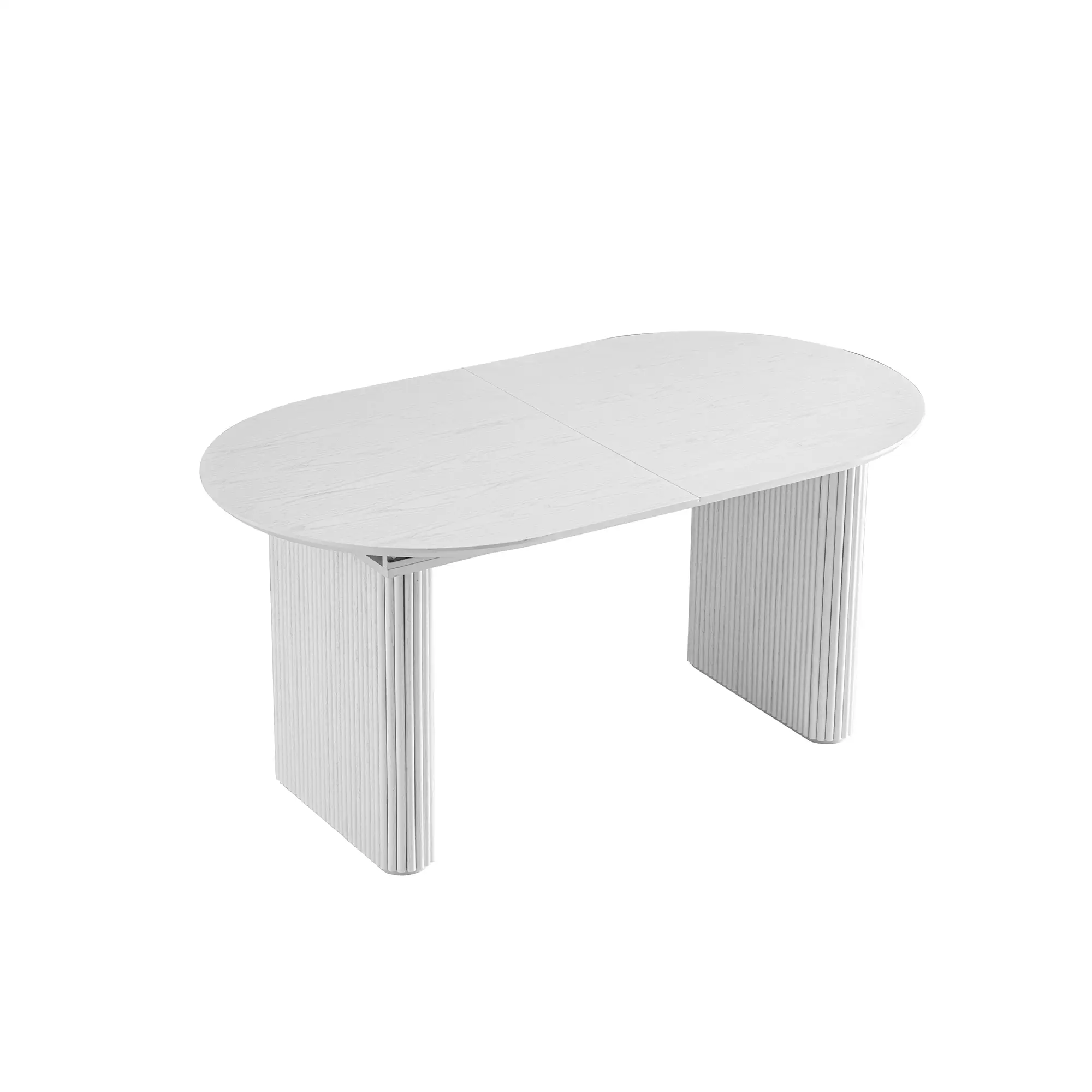 Maru Oval 6-8 Seater Extending Oak Pedestal Dining Table, Washed White - Image 10