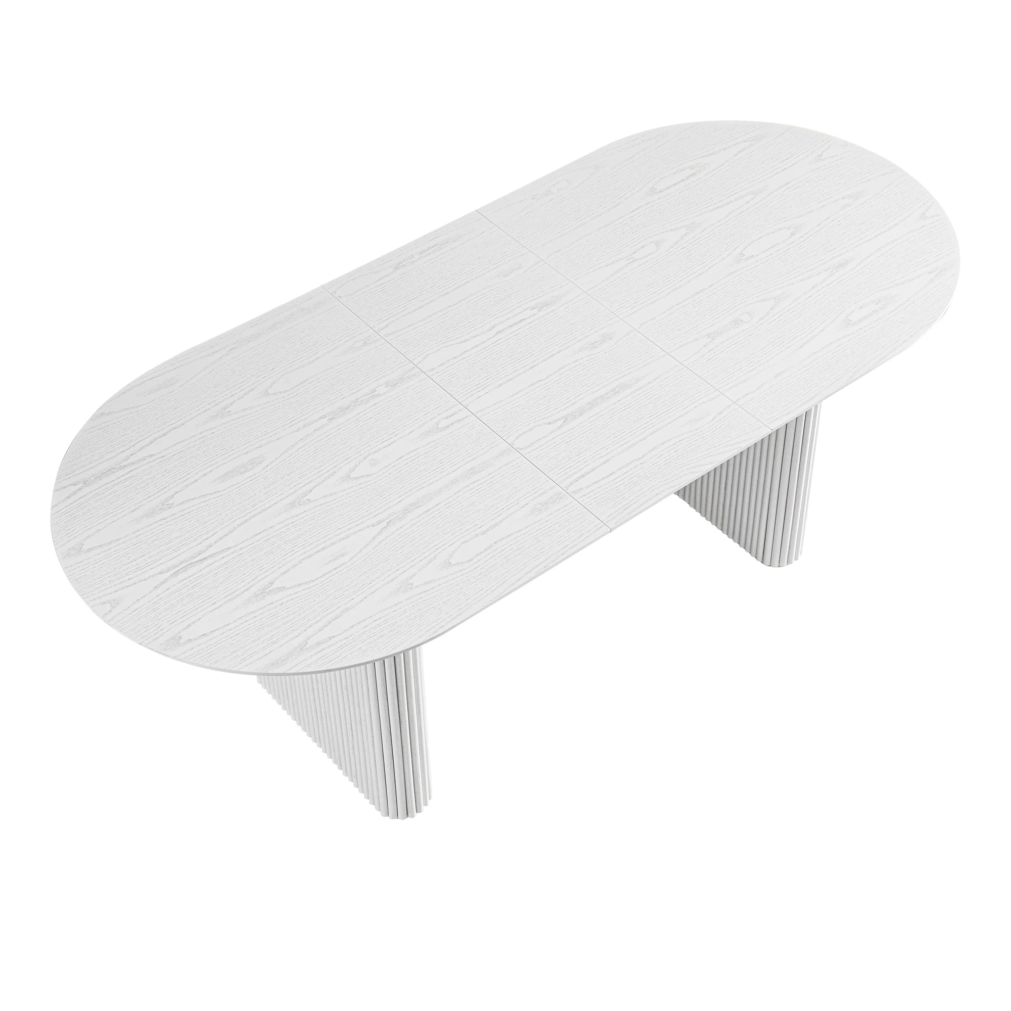 Maru Oval 6-8 Seater Extending Oak Pedestal Dining Table, Washed White - Image 11
