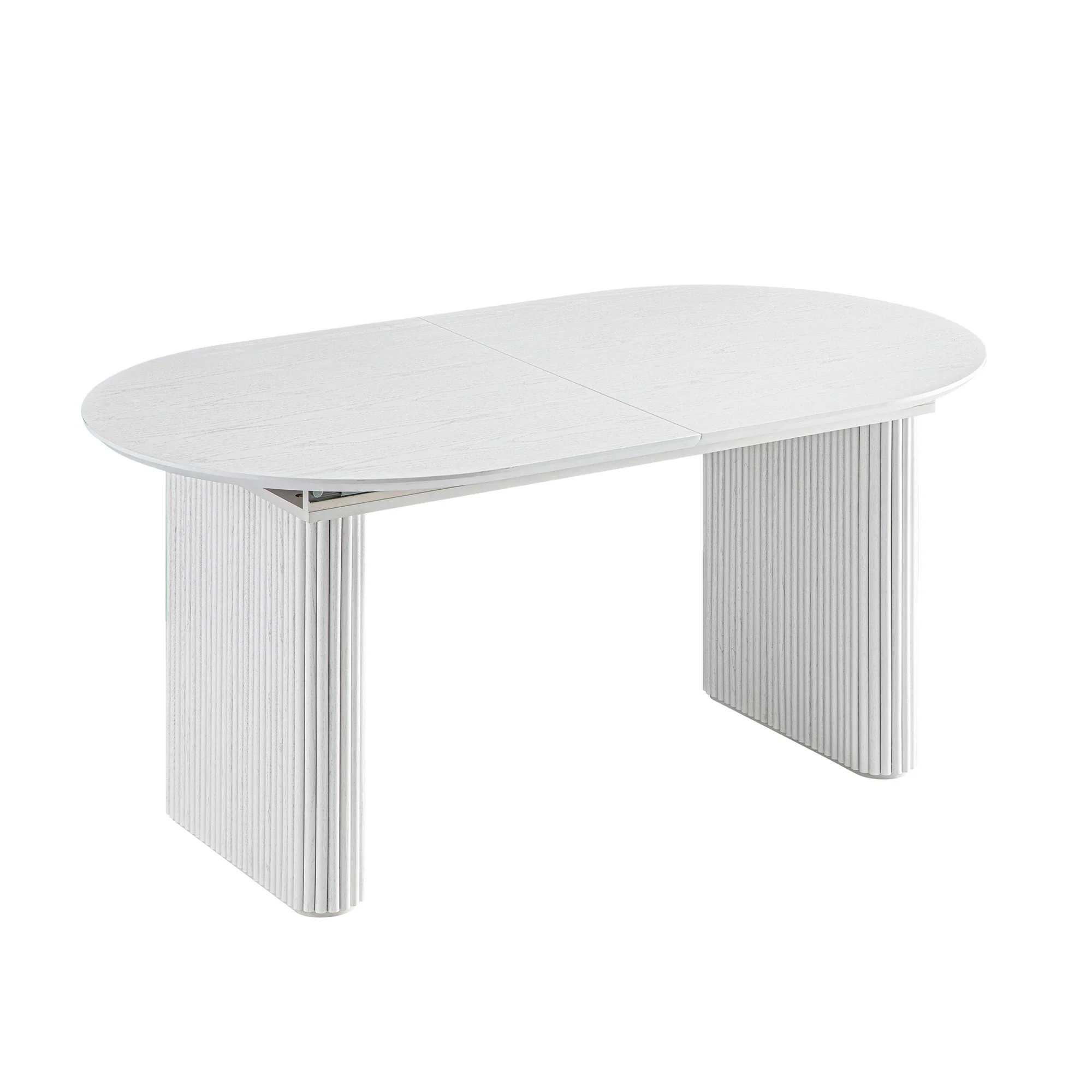 Maru Oval 6-8 Seater Extending Oak Pedestal Dining Table, Washed White - Image 13