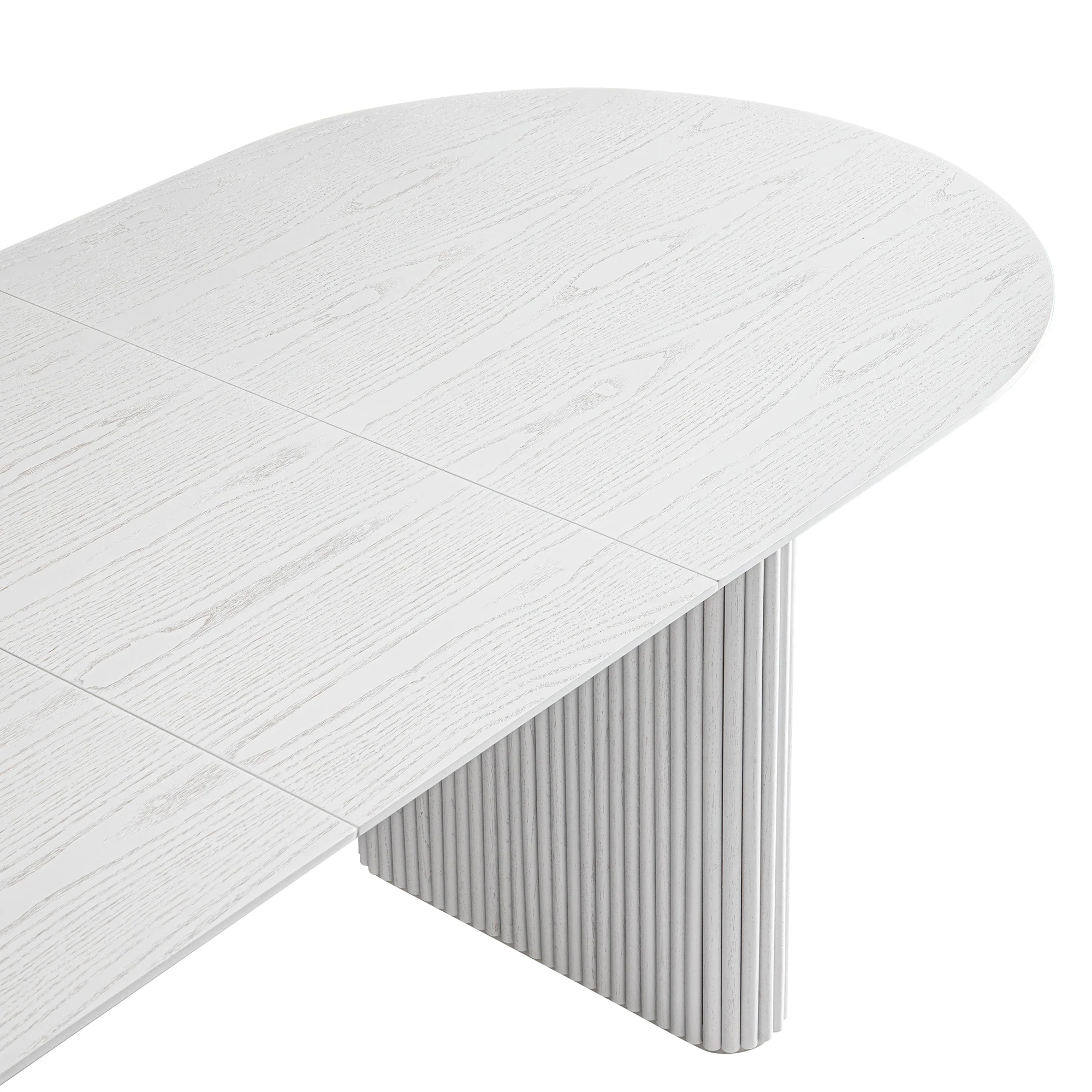 Maru Oval 6-8 Seater Extending Oak Pedestal Dining Table, Washed White - Image 14