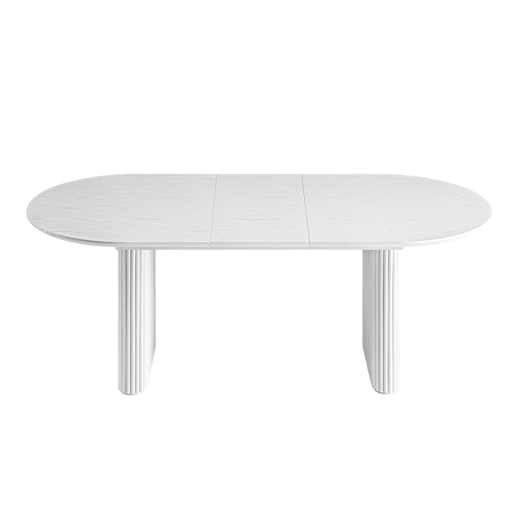 Maru Oval 6-8 Seater Extending Oak Pedestal Dining Table, Washed White - Image 7