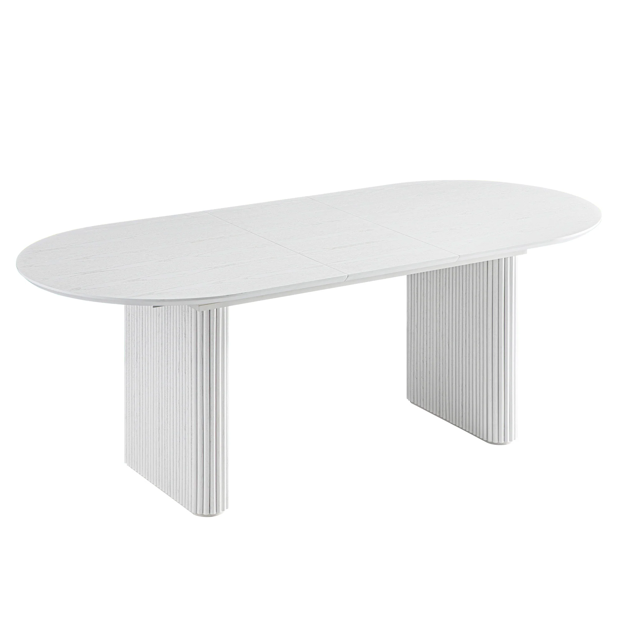 Maru Oval 6-8 Seater Extending Oak Pedestal Dining Table, Washed White - Image 8