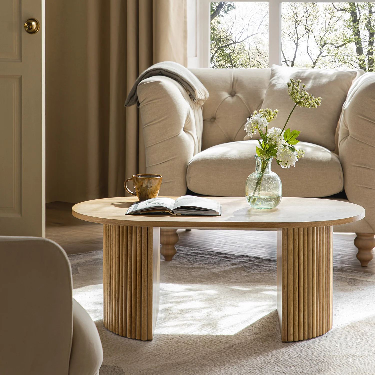 Maru Oval Coffee Table, Oak - Image 2