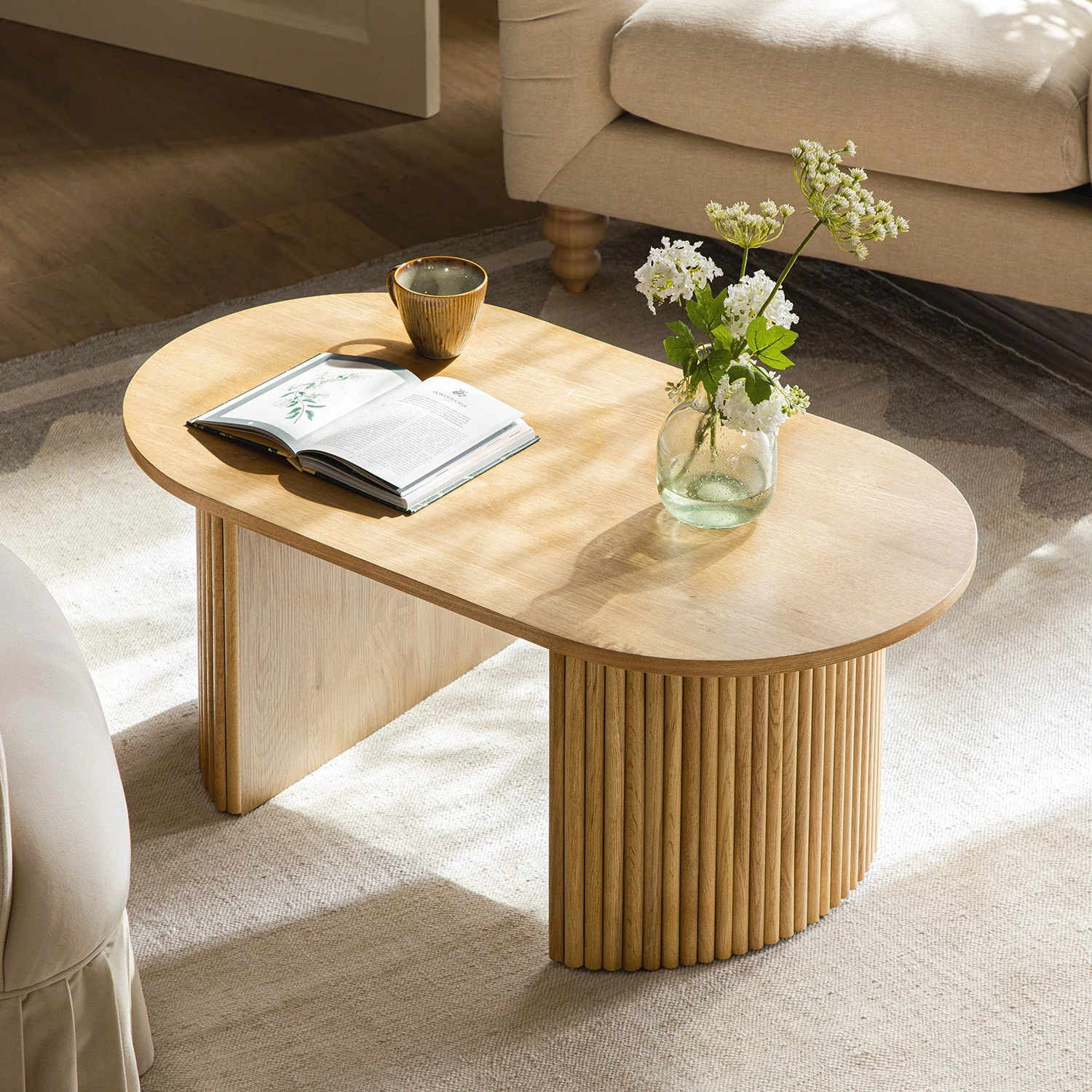 Maru Oval Coffee Table, Oak - Image 3