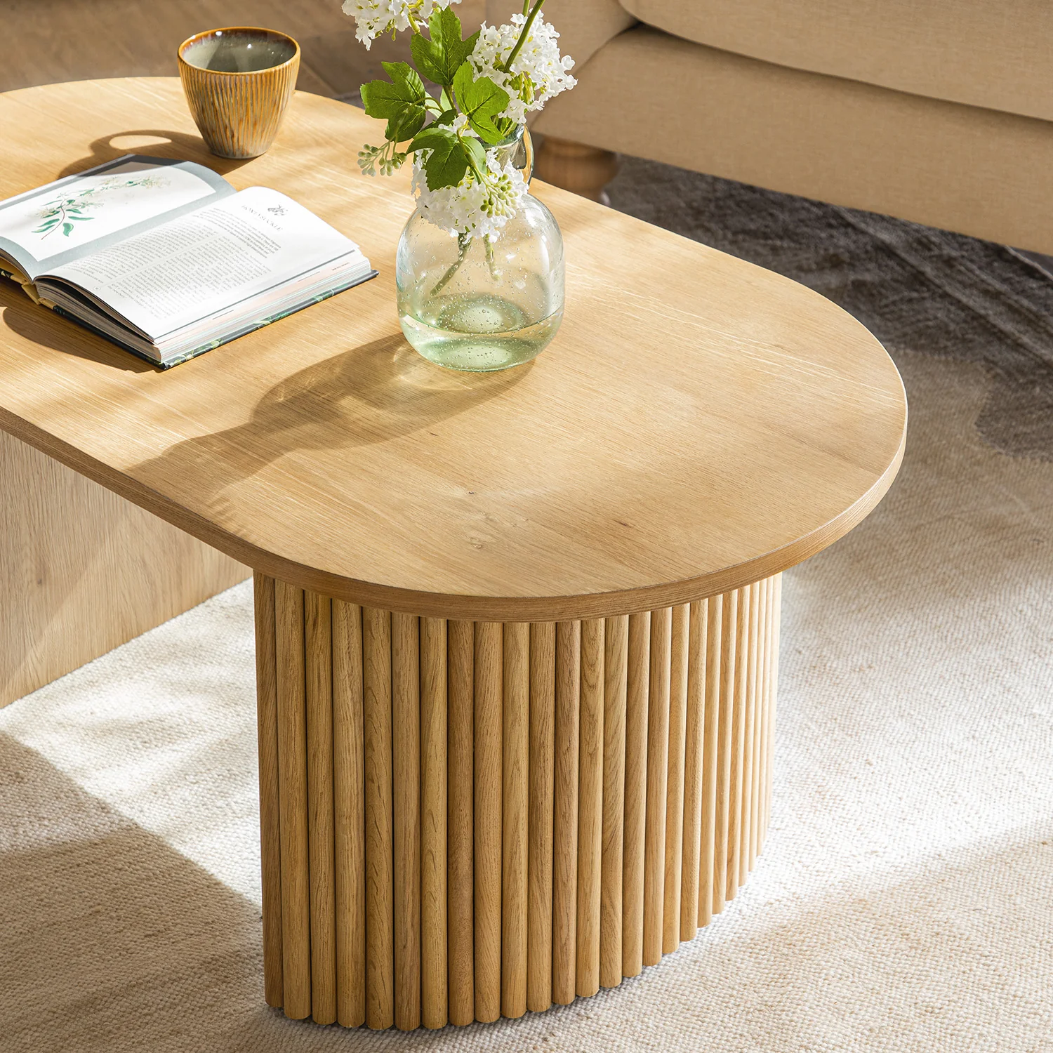 Maru Oval Coffee Table, Oak - Image 4