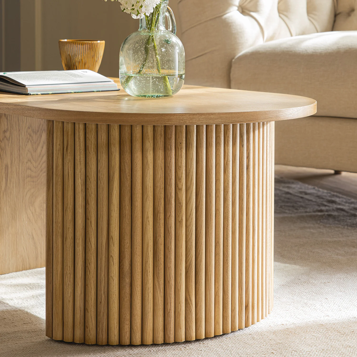 Maru Oval Coffee Table, Oak - Image 5