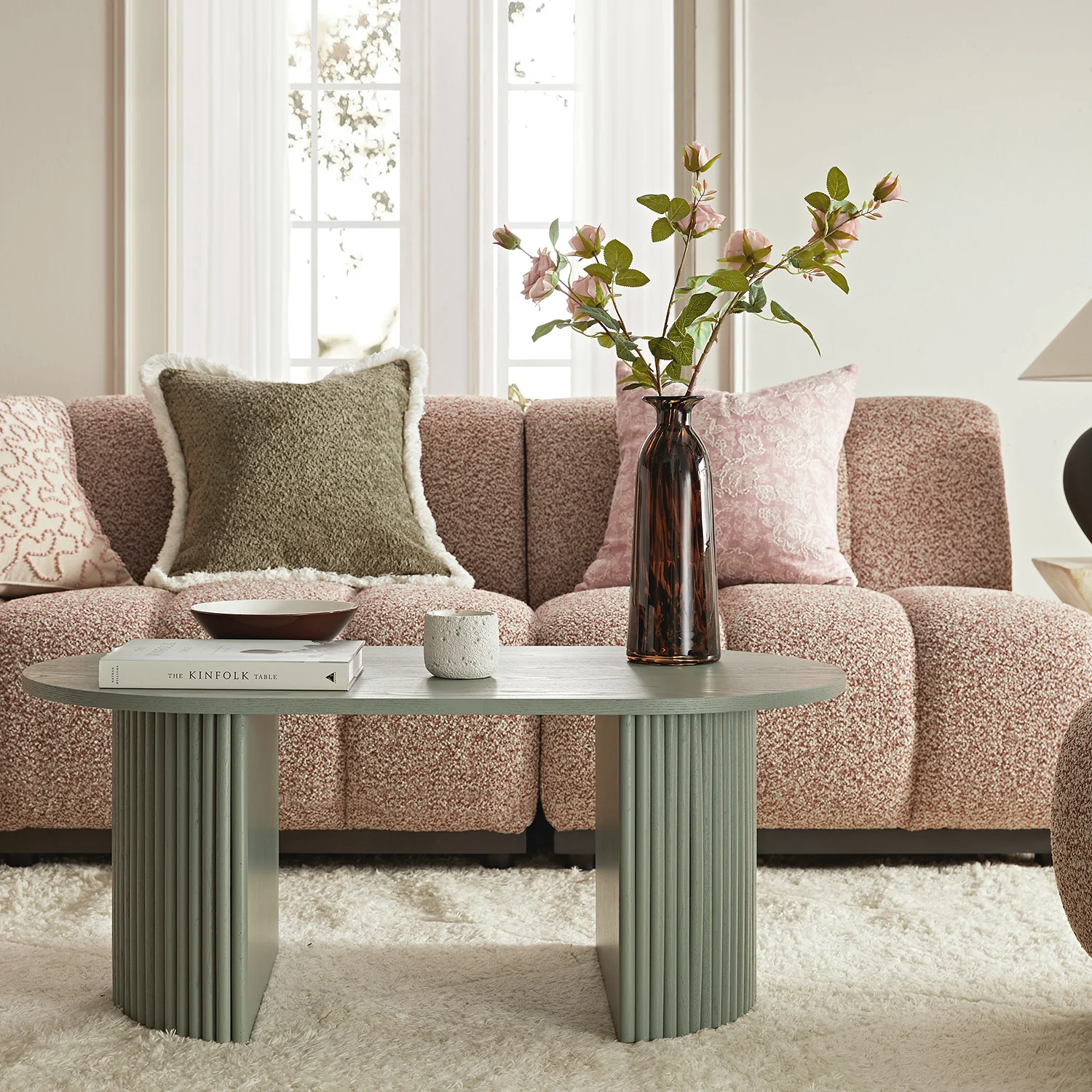 Maru Oval Coffee Table, Sage Green - Image 2