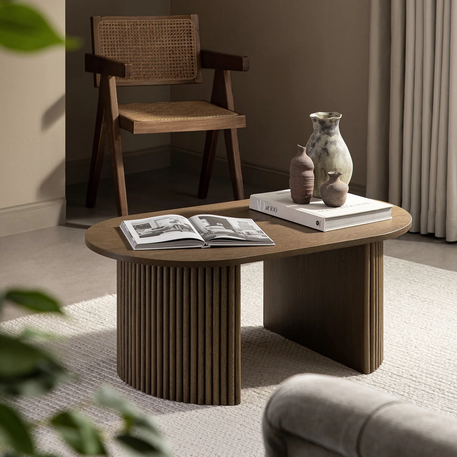 Maru Oval Coffee Table, Silver Oak - Image 2