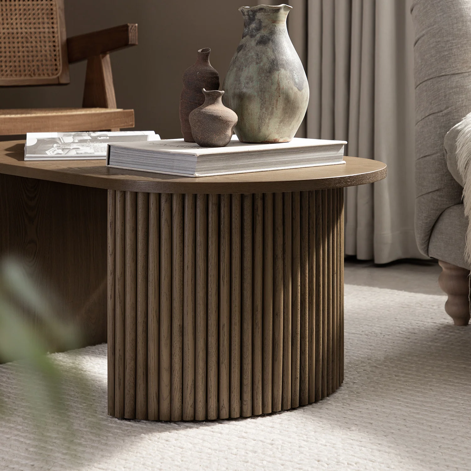 Maru Oval Coffee Table, Silver Oak - Image 6