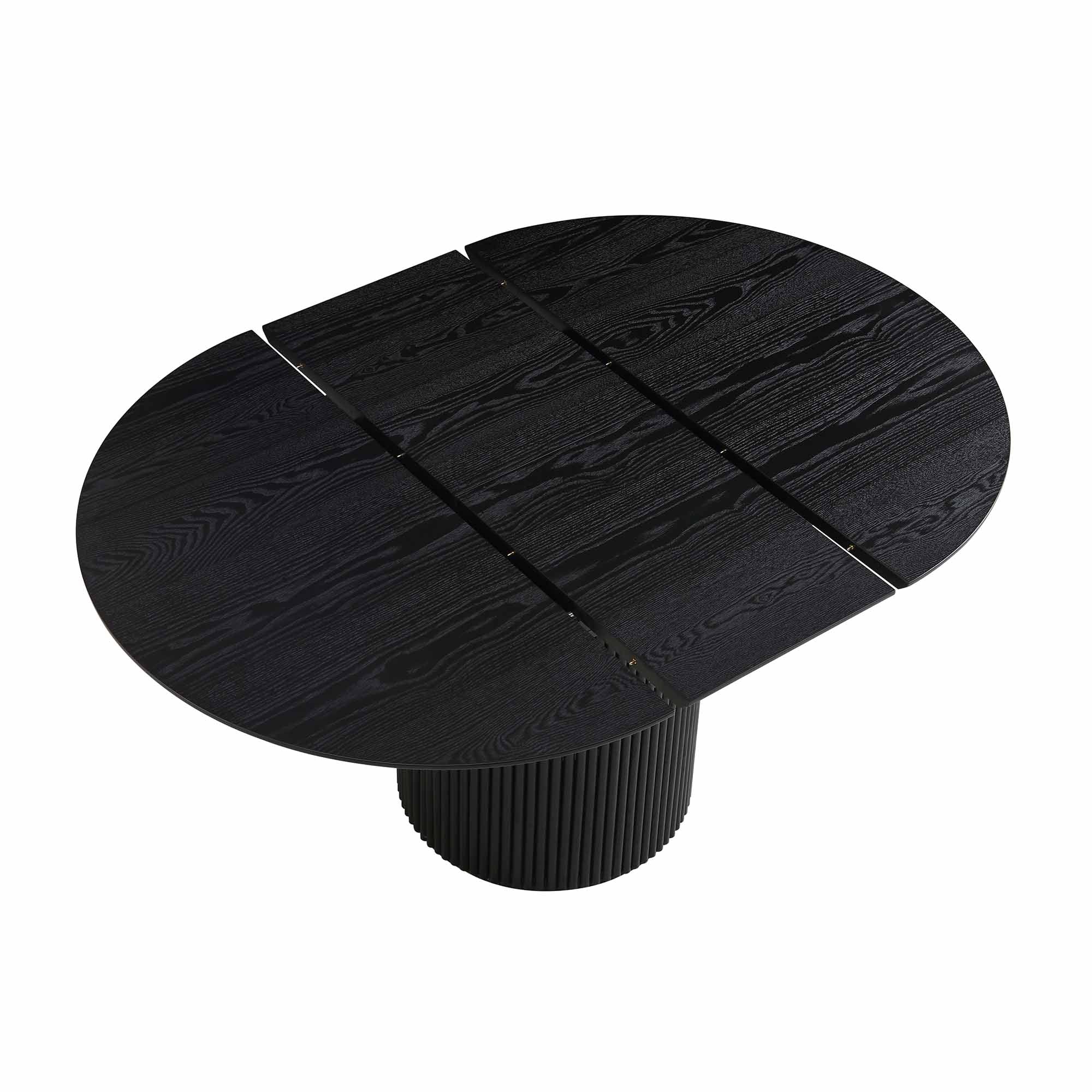 Maru Round 4-6 Seater Extending Oak Pedestal Dining Table, Black - Image 5