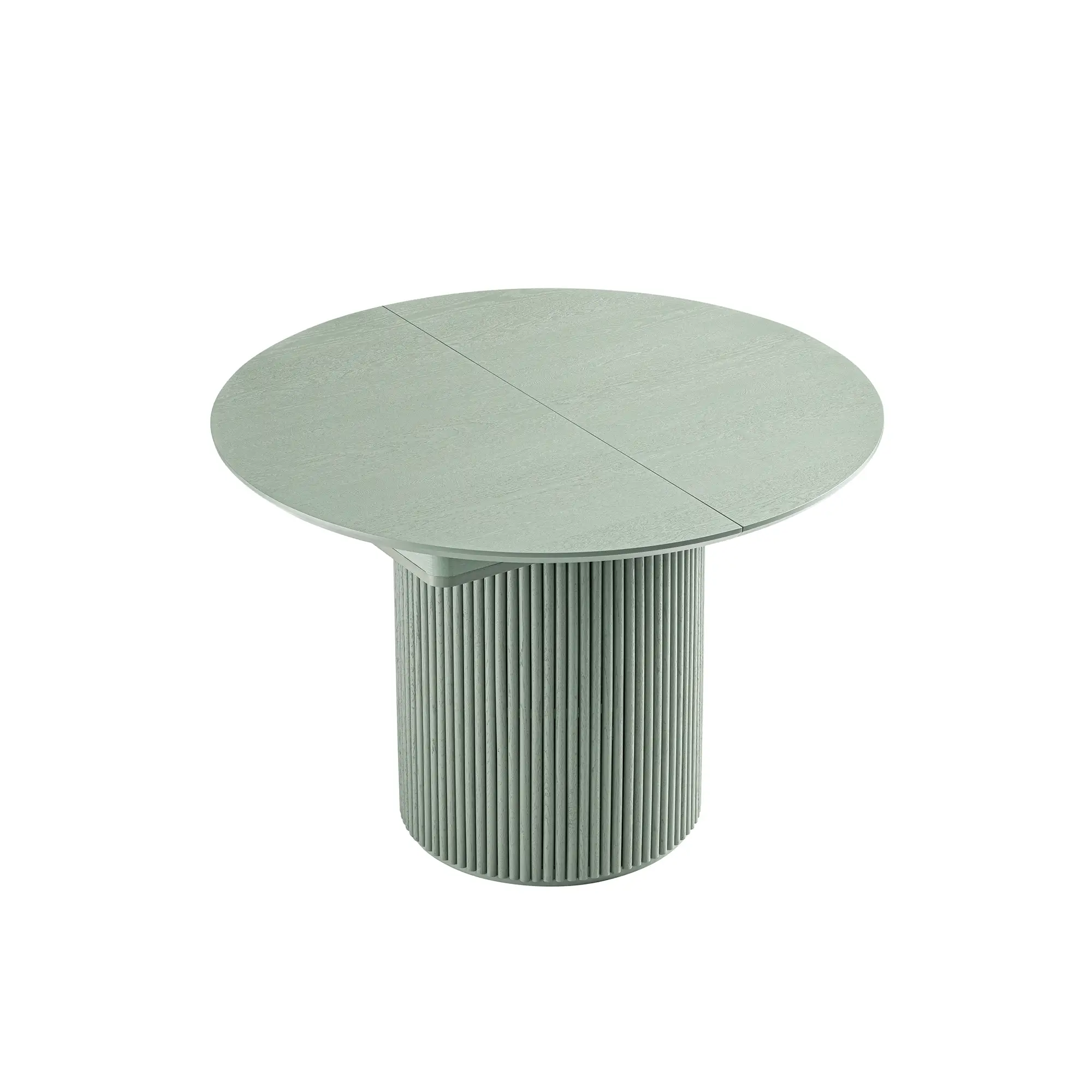 Maru Round 4-6 Seater Extending Oak Pedestal Dining Table, Sage Green - Image 11