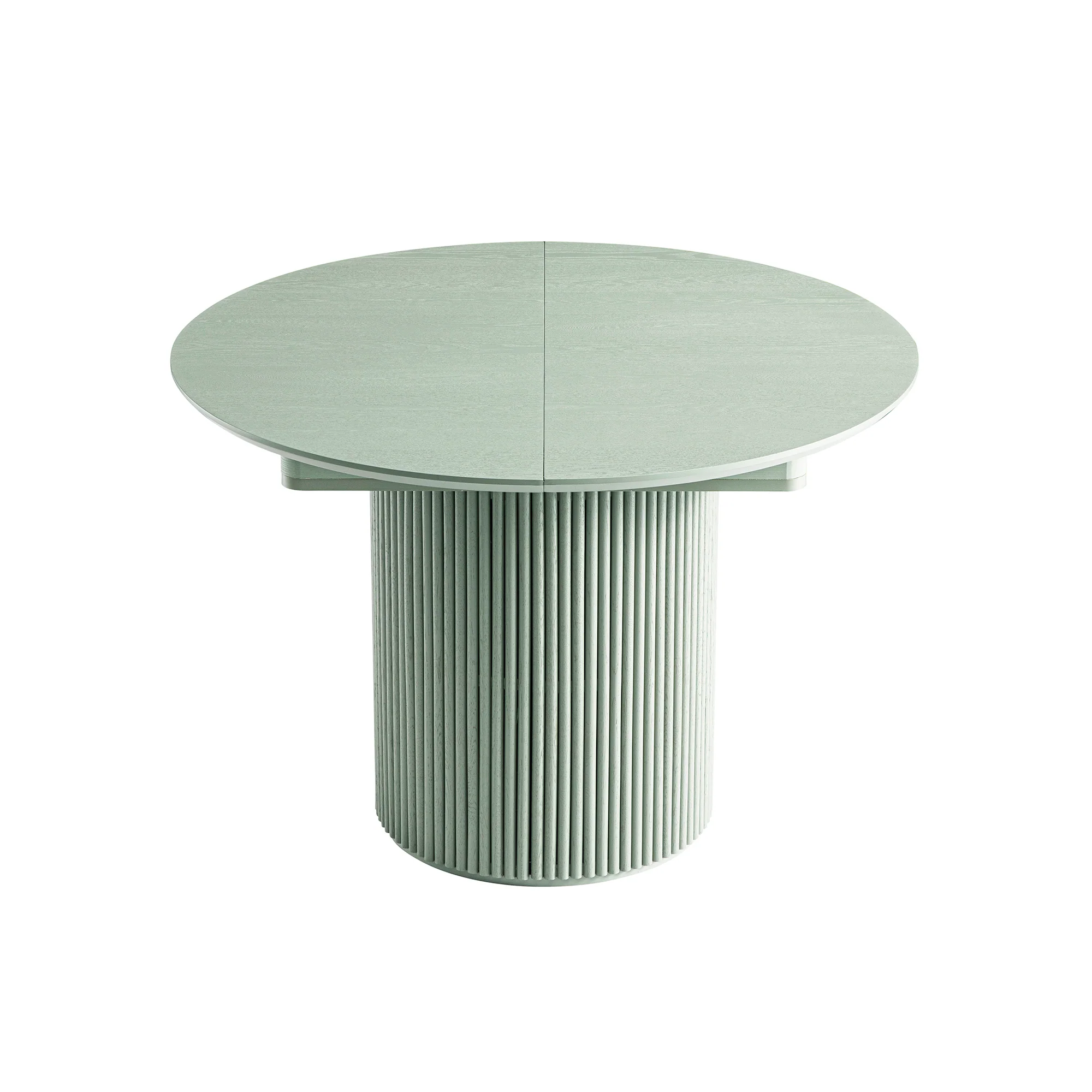 Maru Round 4-6 Seater Extending Oak Pedestal Dining Table, Sage Green - Image 14