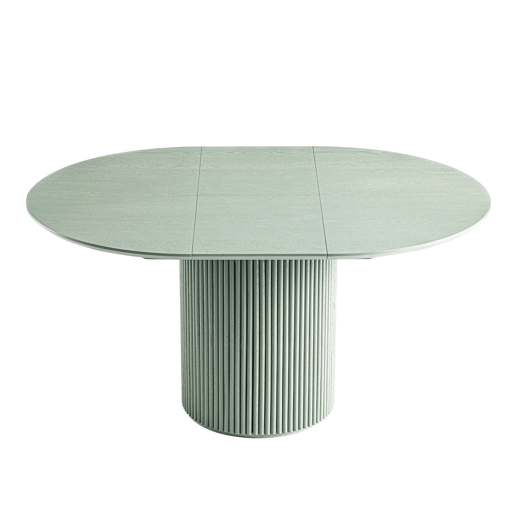 Maru Round 4-6 Seater Extending Oak Pedestal Dining Table, Sage Green - Image 8