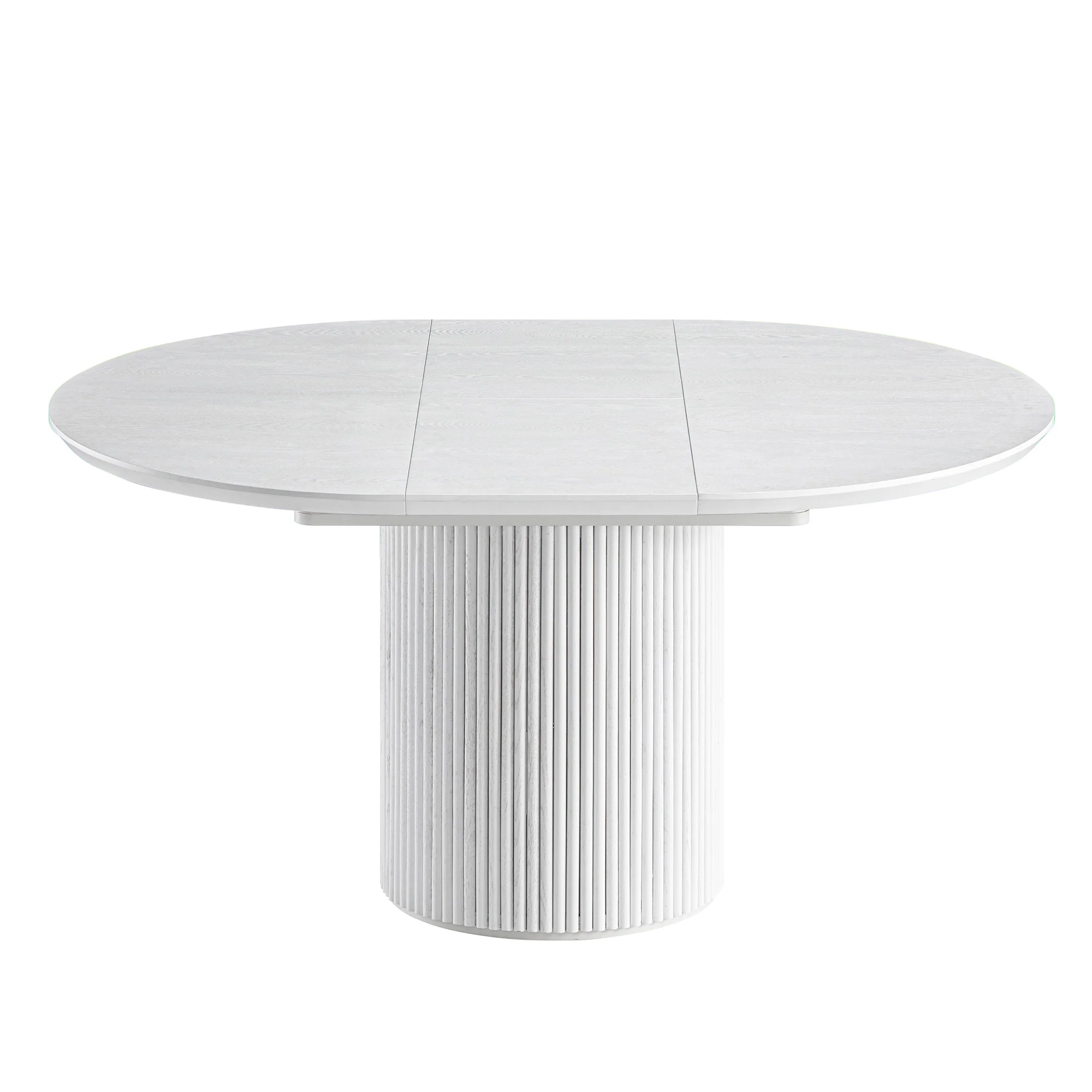 Maru Round 4-6 Seater Extending Oak Pedestal Dining Table, Washed White - Image 12