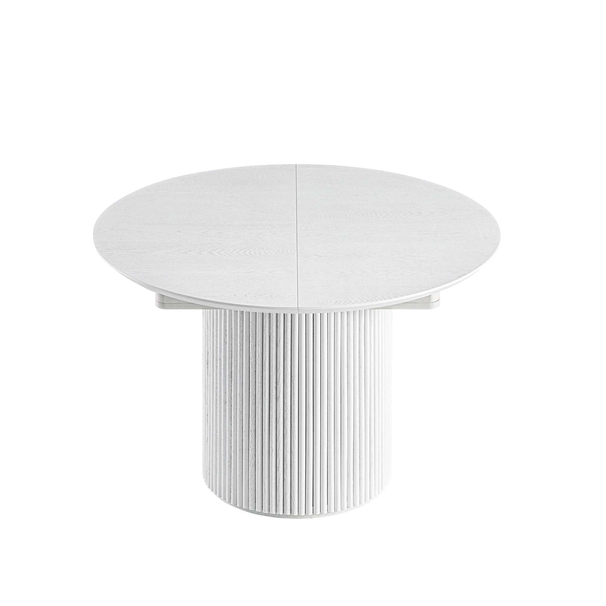 Maru Round 4-6 Seater Extending Oak Pedestal Dining Table, Washed White - Image 15