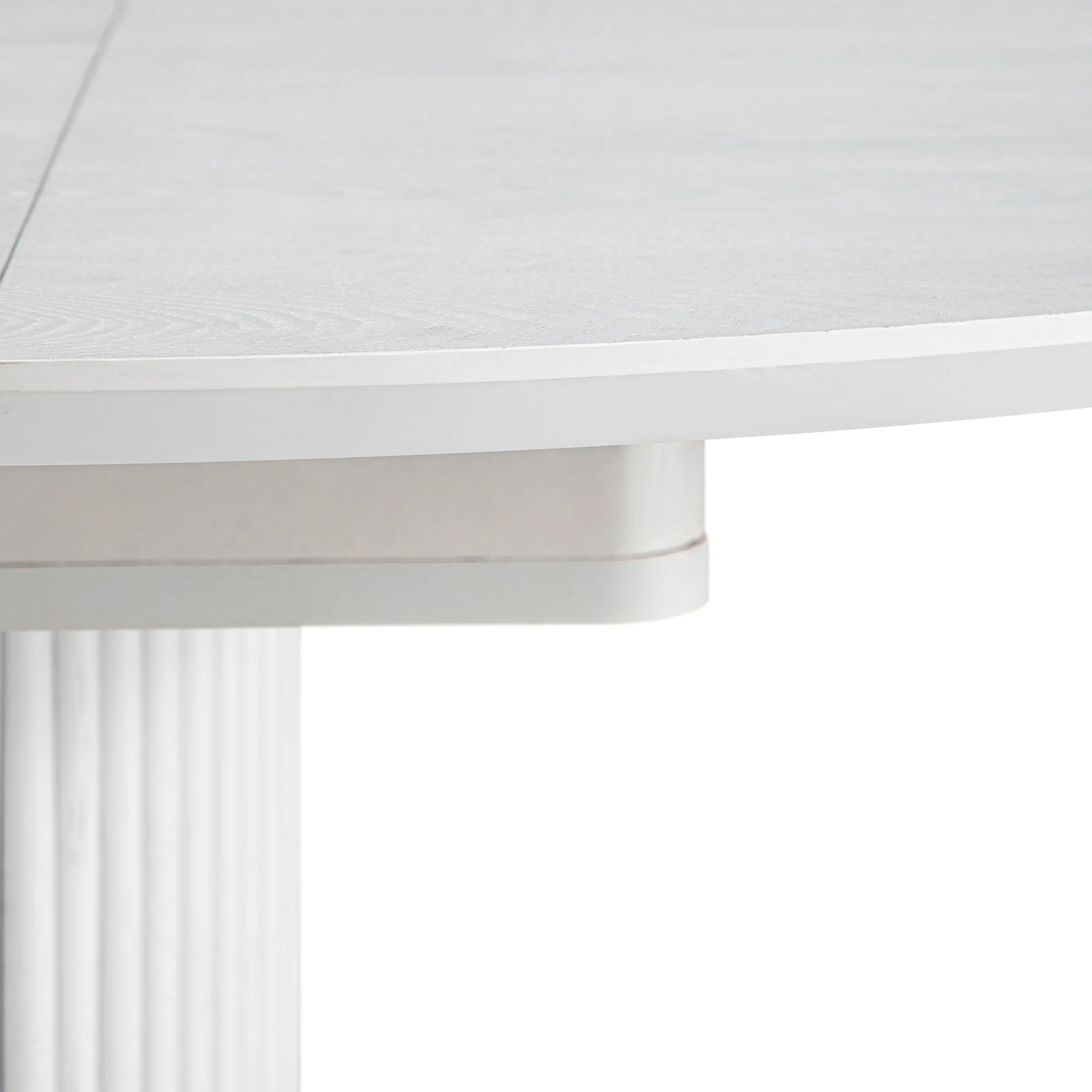 Maru Round 4-6 Seater Extending Oak Pedestal Dining Table, Washed White - Image 17