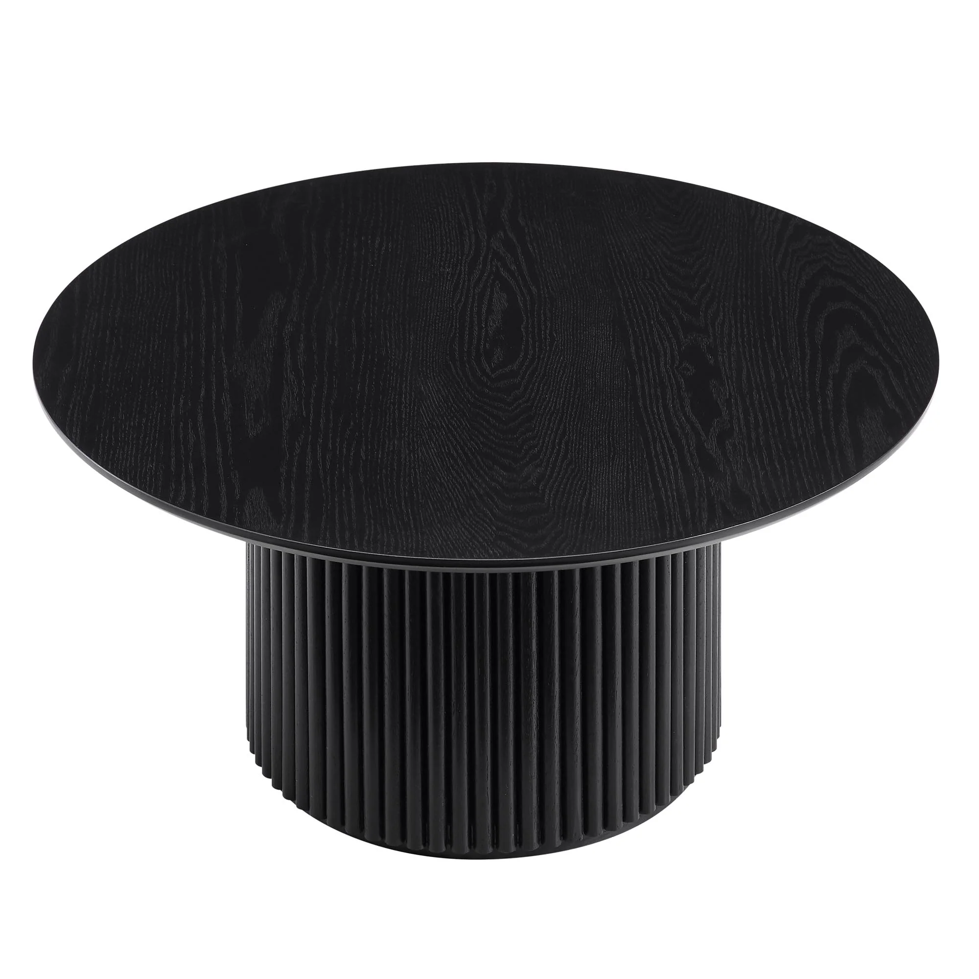 Maru Round Oak Pedestal Coffee Table, Black - Image 3