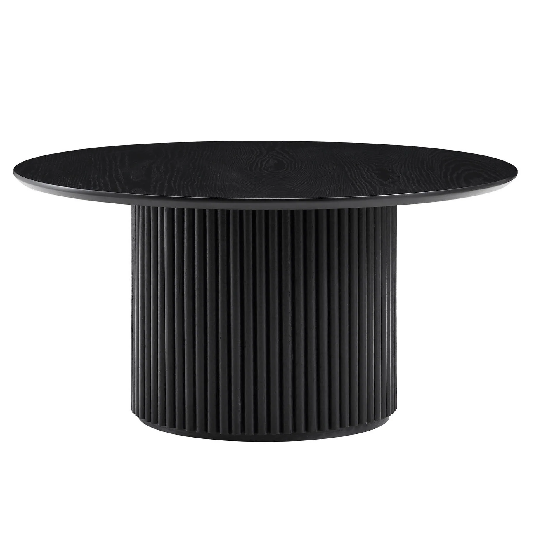 Maru Round Oak Pedestal Coffee Table, Black - Image 4